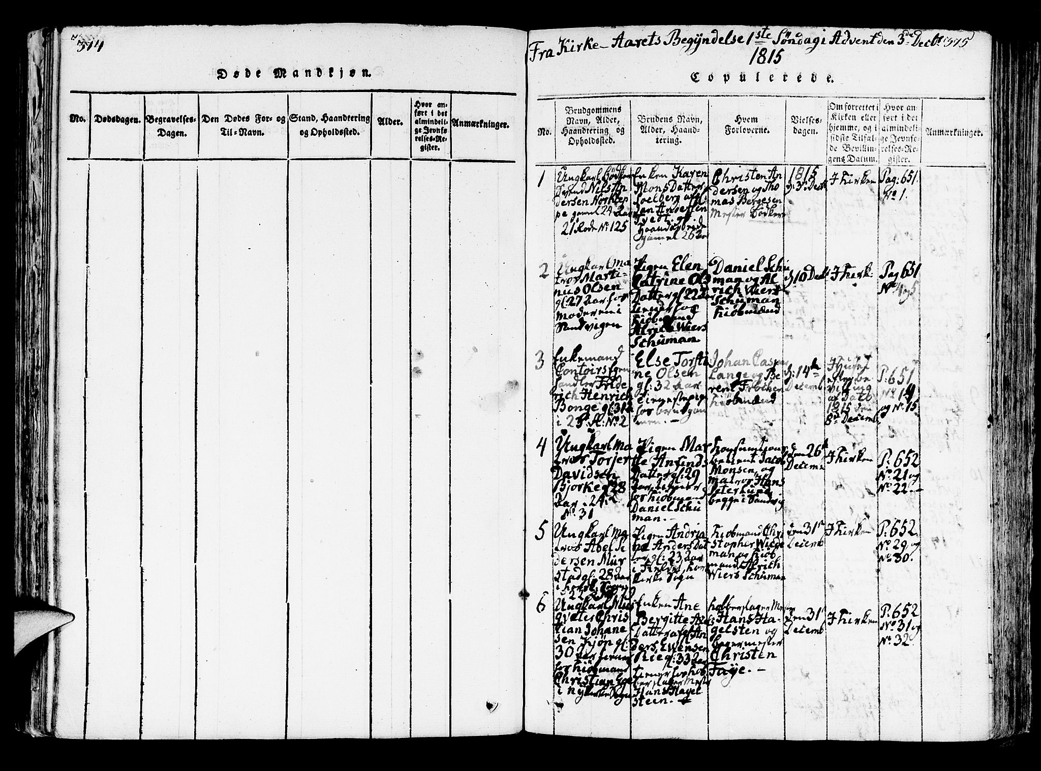 Korskirken sokneprestembete, SAB/A-76101/H/Hab: Klokkerbok nr. A 1b, 1815-1821, s. 374-375