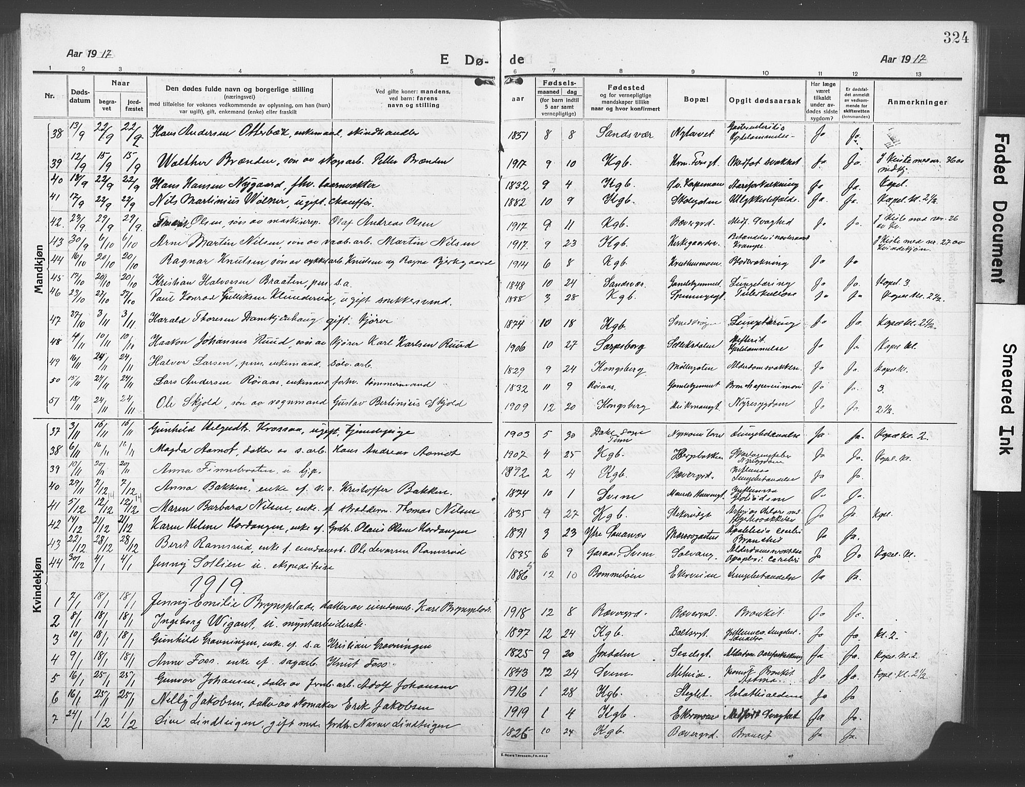 Kongsberg kirkebøker, AV/SAKO-A-22/G/Ga/L0008: Klokkerbok nr. 8, 1915-1932, s. 324