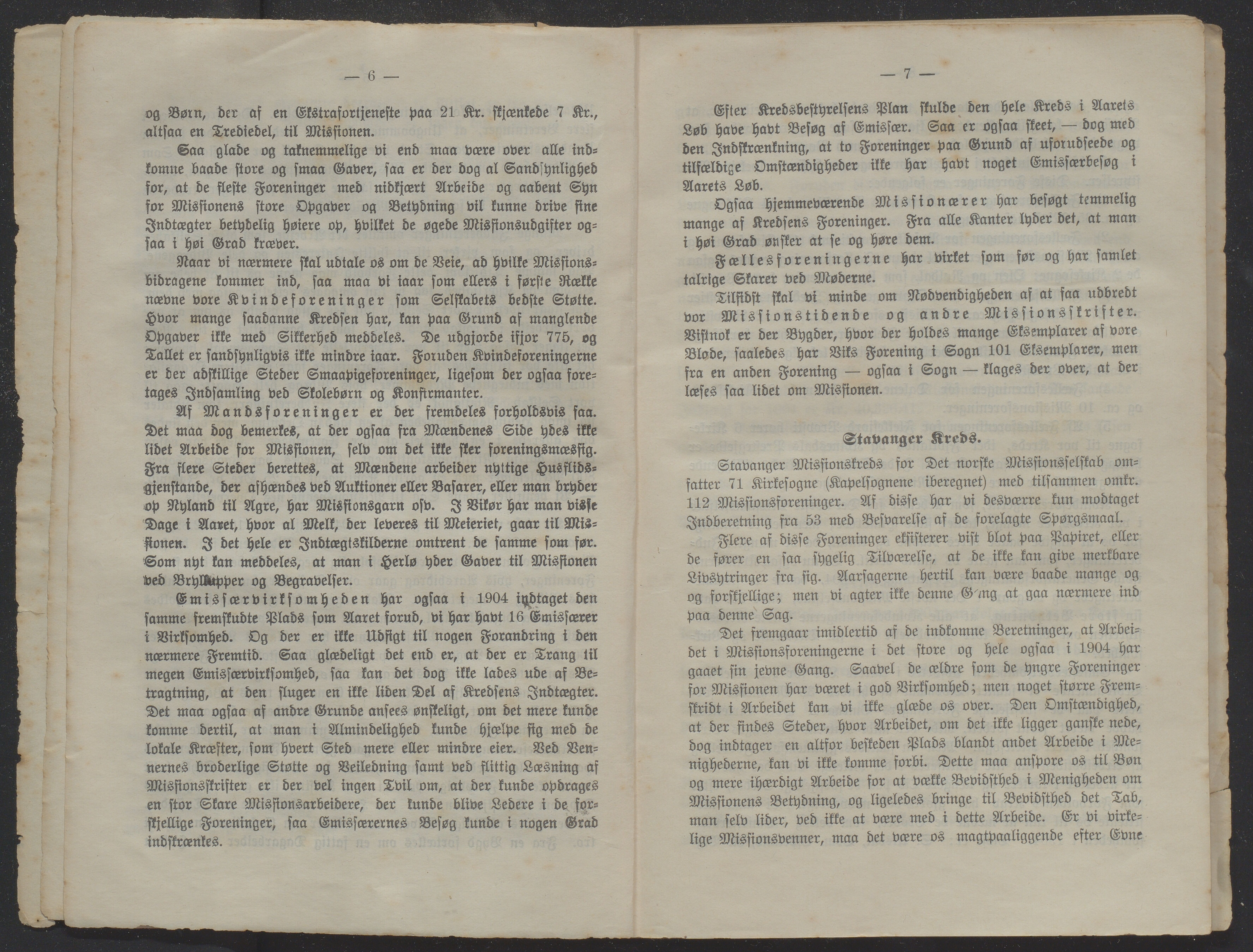 Det Norske Misjonsselskap - hovedadministrasjonen, VID/MA-A-1045/D/Db/Dba/L0340/0005: Beretninger, Bøker, Skrifter o.l   / Årsberetninger. Heftet. 63. , 1904, s. 6-7