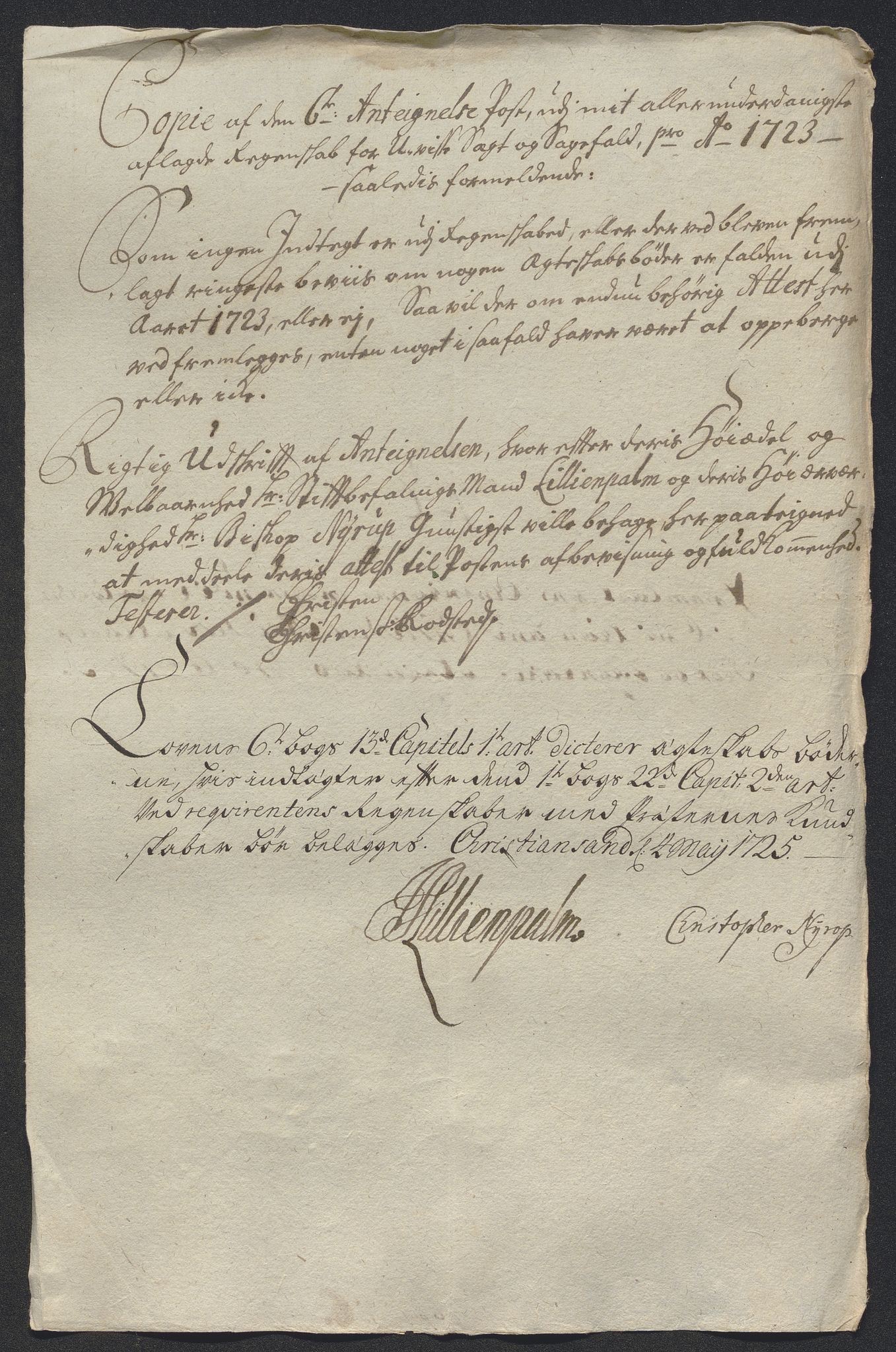 Rentekammeret inntil 1814, Reviderte regnskaper, Byregnskaper, RA/EA-4066/R/Rm/L0286: [M19] Sikt og sakefall, 1719-1727, s. 255