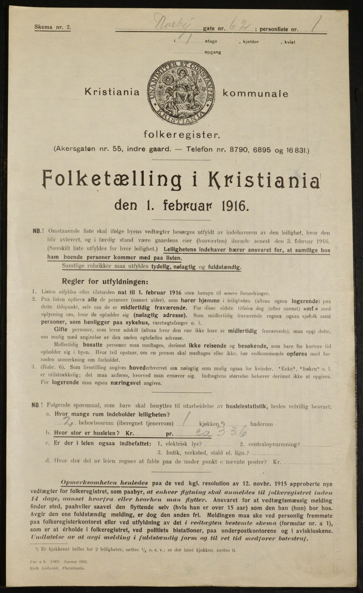 OBA, Kommunal folketelling 1.2.1916 for Kristiania, 1916, s. 73893