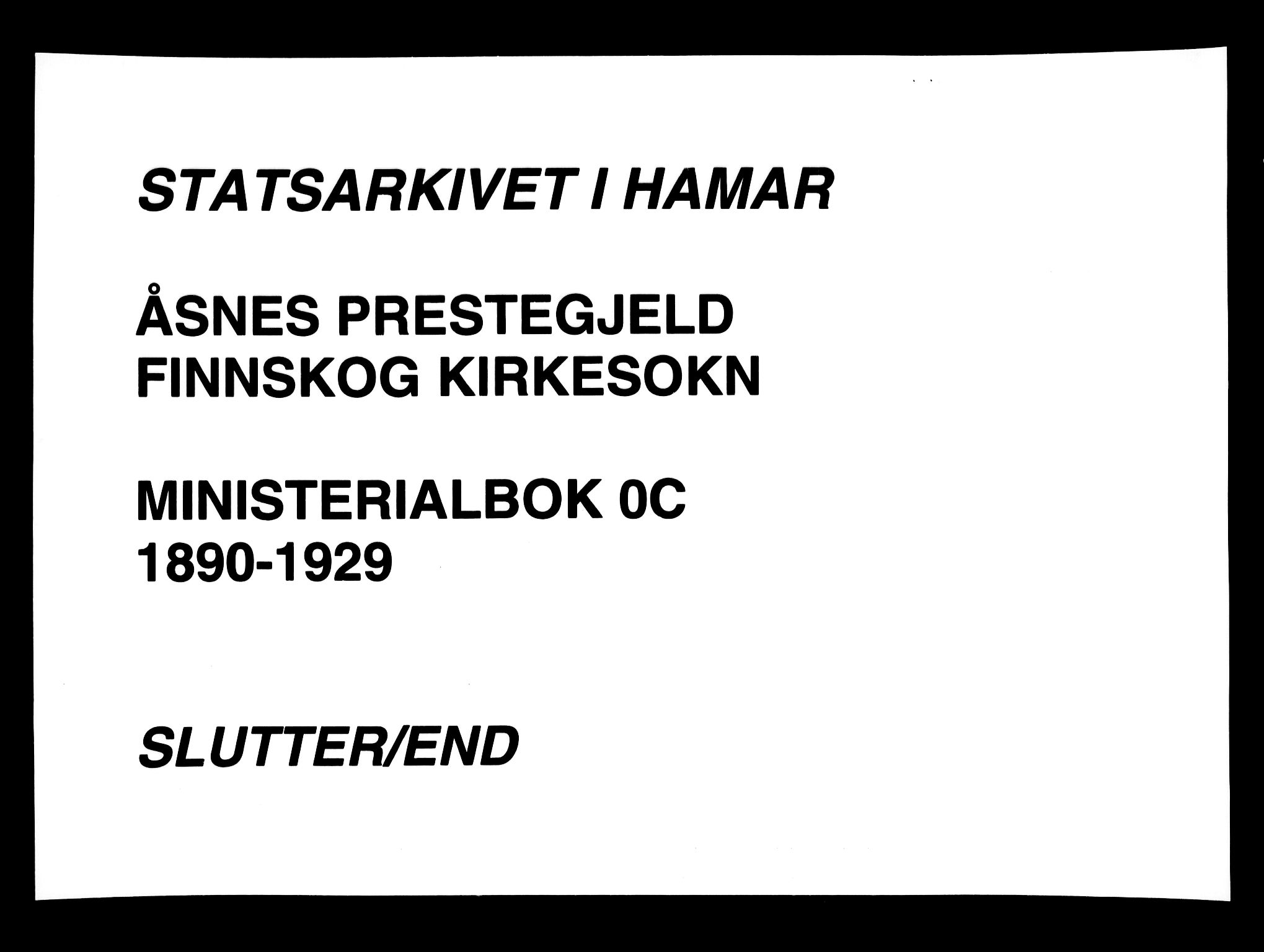 Åsnes prestekontor, AV/SAH-PREST-042/H/Ha/Haa/L0000E: Ministerialbok nr. 0C, 1890-1929