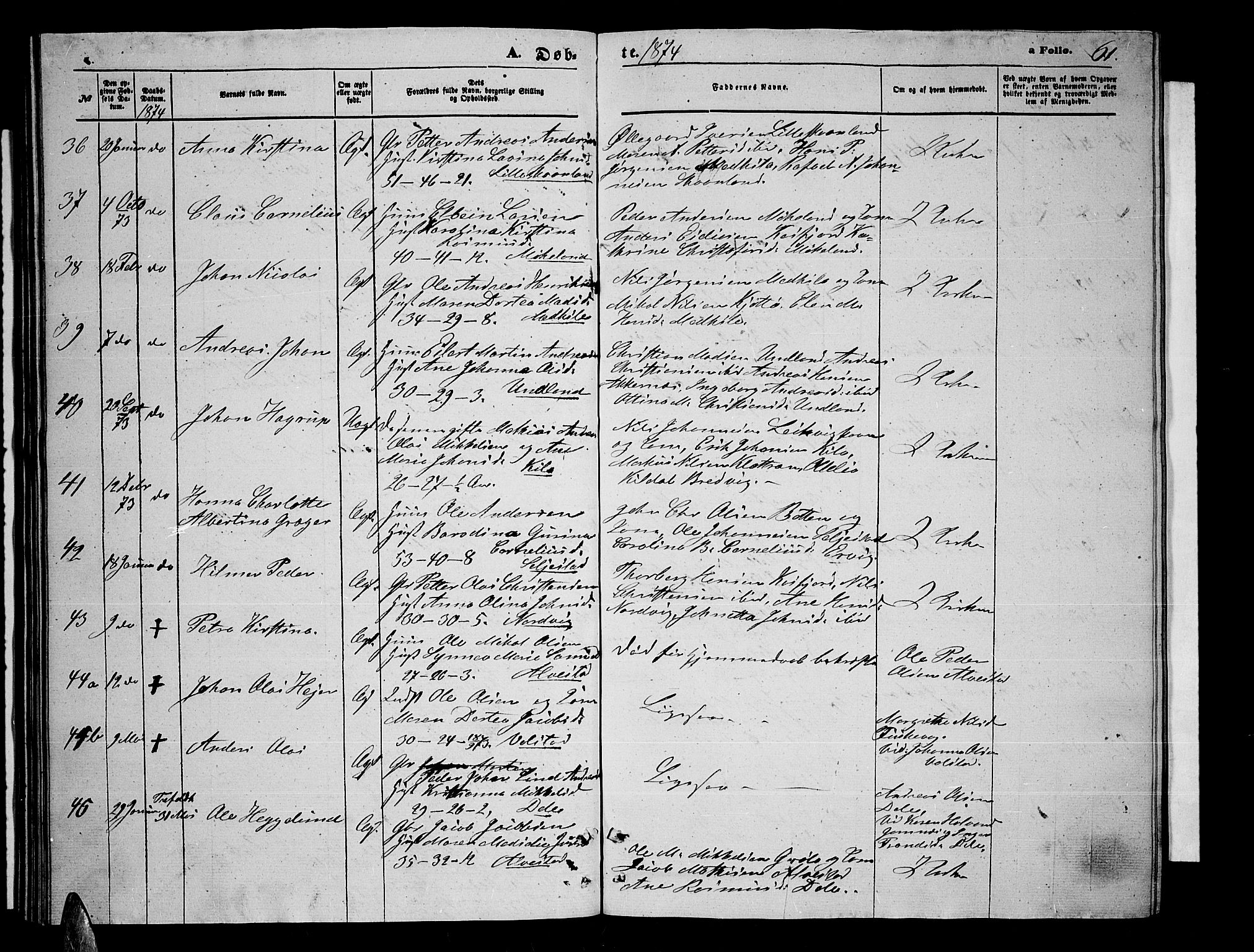 Trondenes sokneprestkontor, AV/SATØ-S-1319/H/Hb/L0009klokker: Klokkerbok nr. 9, 1870-1876, s. 61
