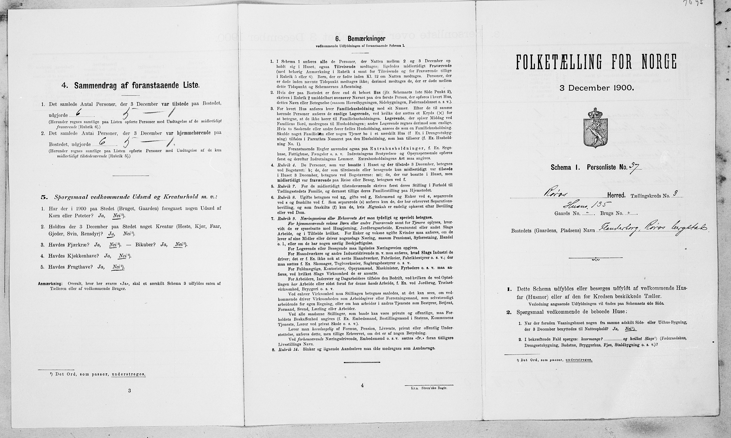 SAT, Folketelling 1900 for 1640 Røros herred, 1900, s. 340