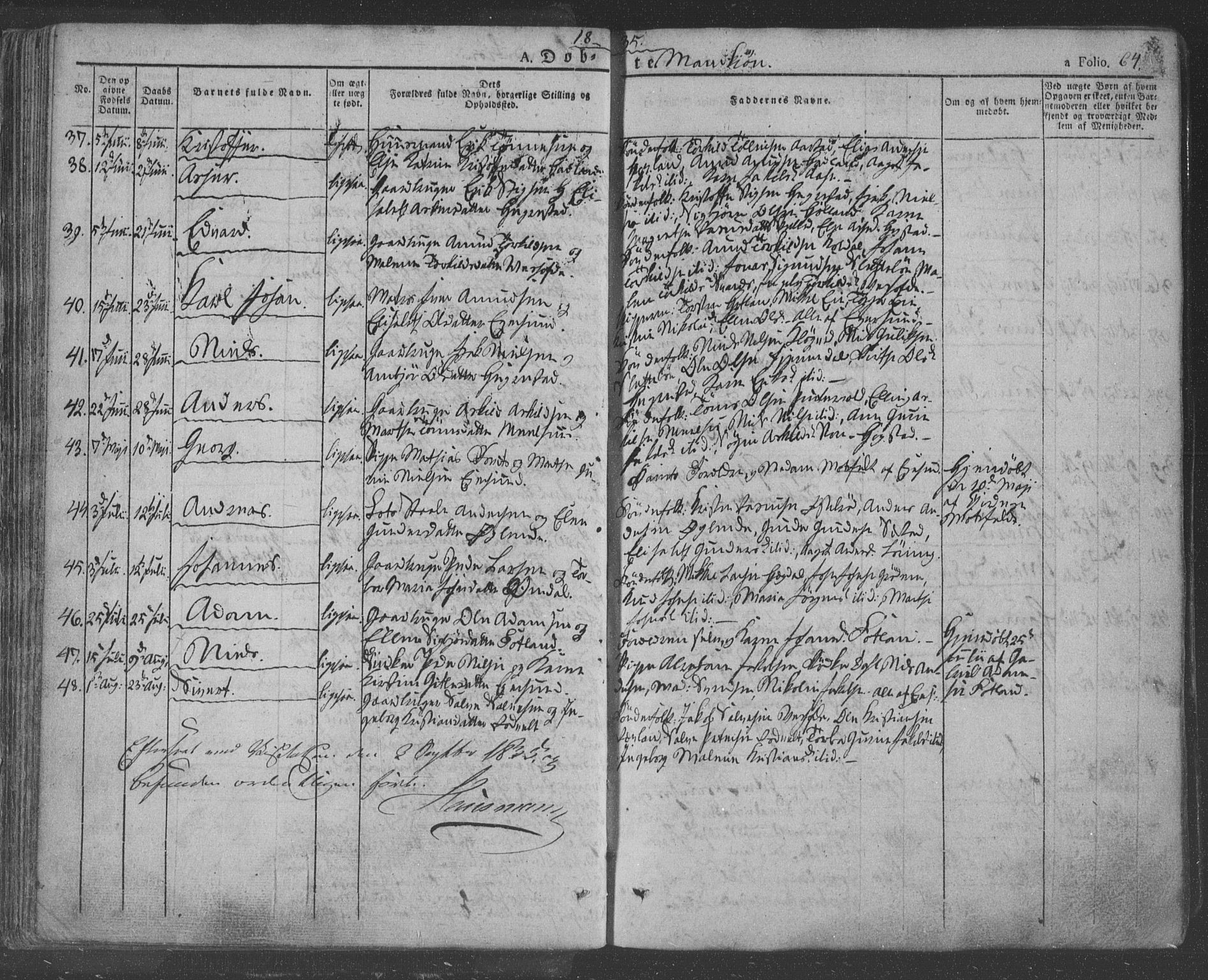 Eigersund sokneprestkontor, AV/SAST-A-101807/S08/L0009: Ministerialbok nr. A 9, 1827-1850, s. 64