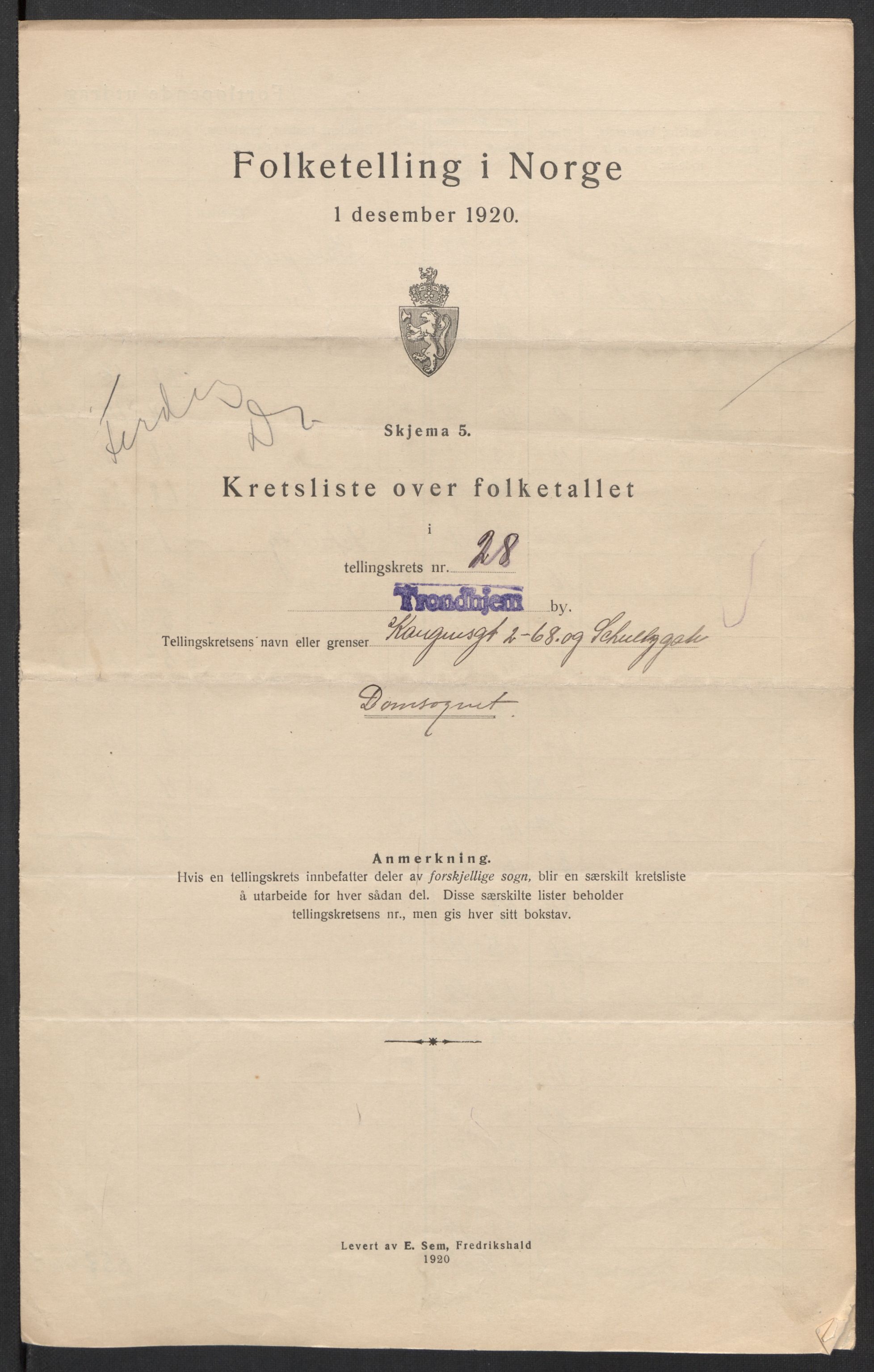 SAT, Folketelling 1920 for 1601 Trondheim kjøpstad, 1920, s. 98