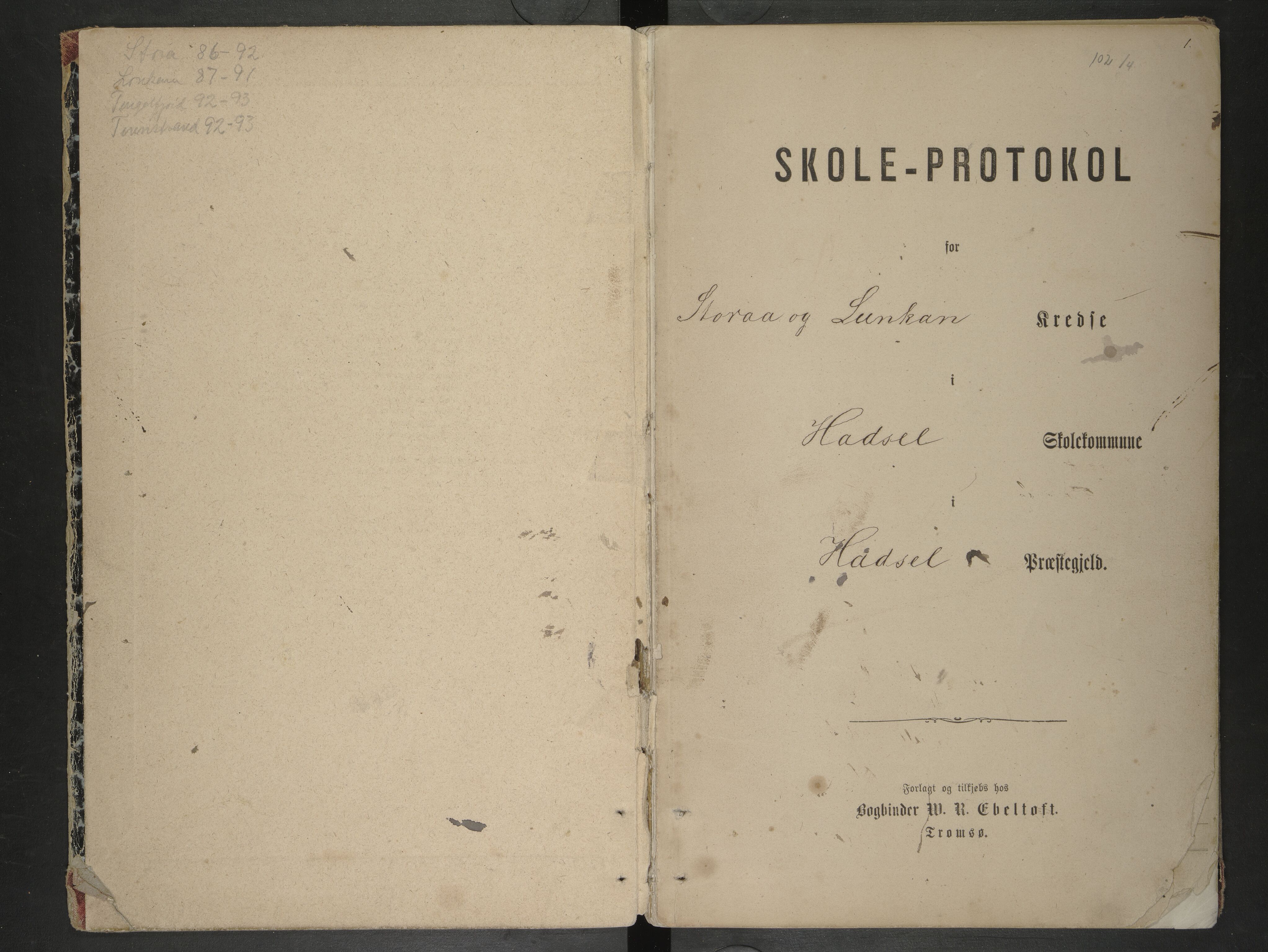 Hadsel kommune. Raftsund skoledistrikt, AIN/K-18660.510.35/F/L0005: Skoleprotokoll: Storå, Lonkan, Tengelfjord og Tennstrand, 1886-1893