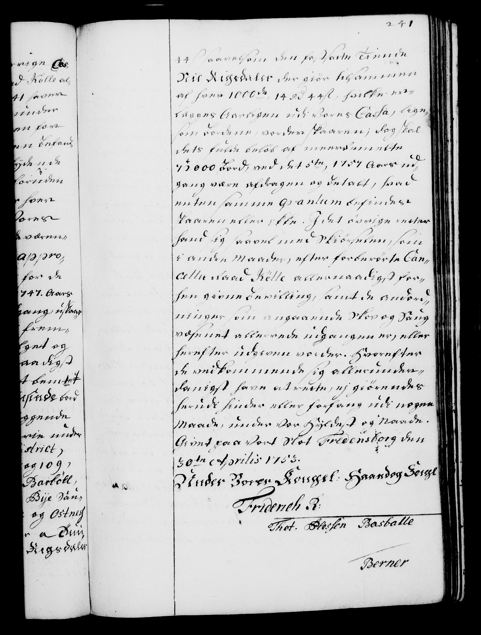 Rentekammeret, Kammerkanselliet, AV/RA-EA-3111/G/Gg/Gga/L0006: Norsk ekspedisjonsprotokoll med register (merket RK 53.6), 1749-1759, s. 241