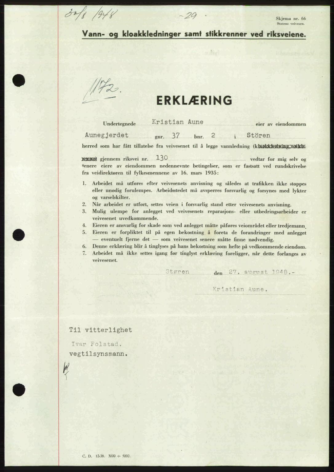 Gauldal sorenskriveri, SAT/A-0014/1/2/2C: Pantebok nr. A6, 1948-1948, Dagboknr: 1172/1948