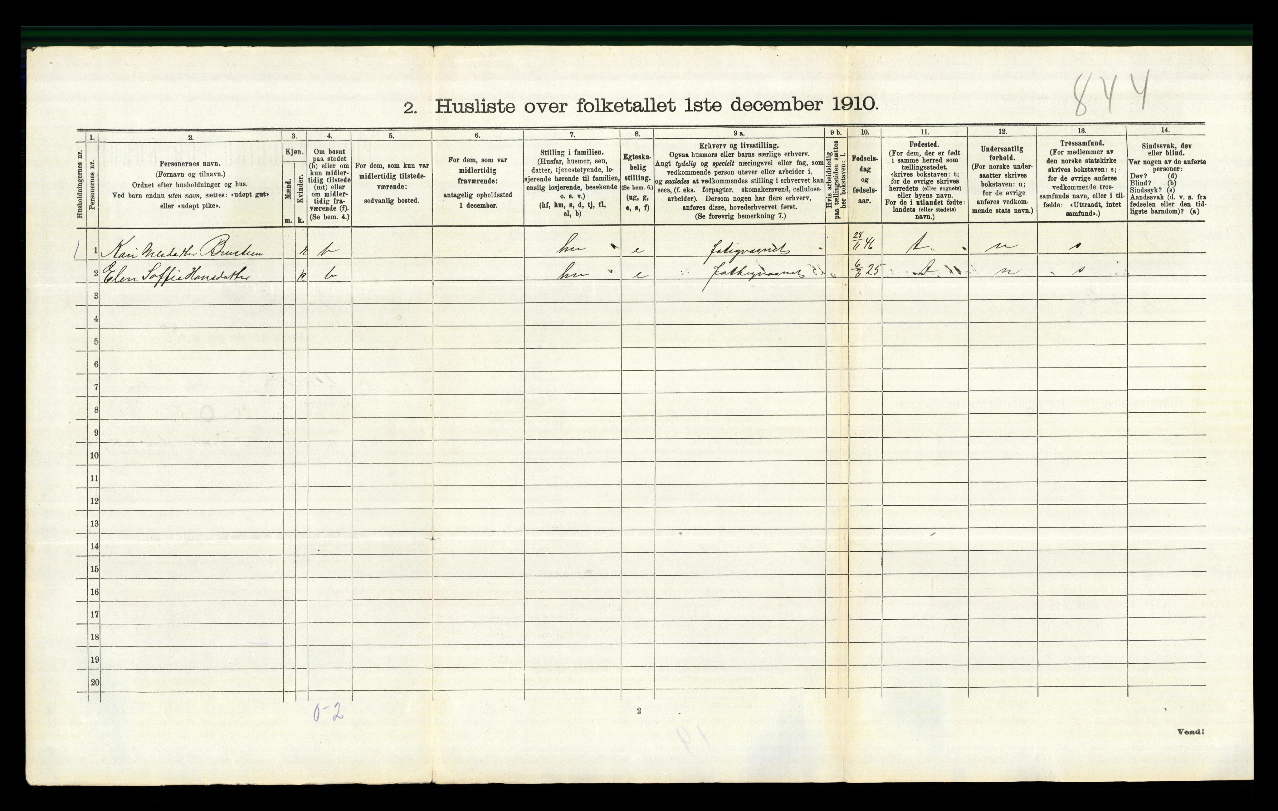 RA, Folketelling 1910 for 0542 Nord-Aurdal herred, 1910, s. 1468