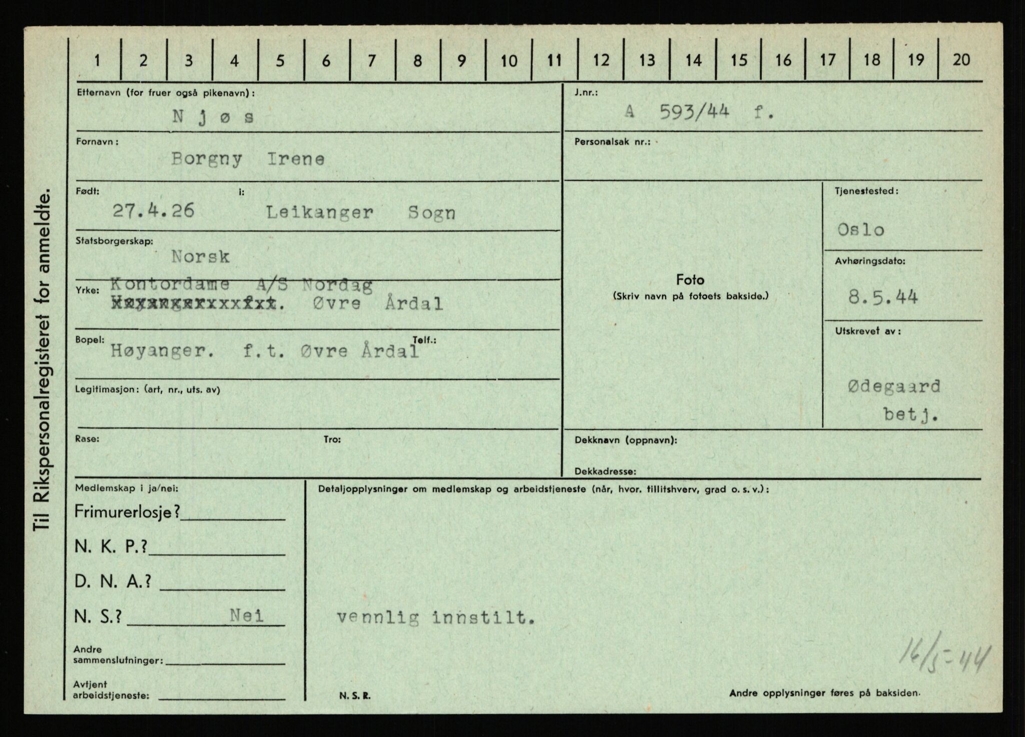 Statspolitiet - Hovedkontoret / Osloavdelingen, AV/RA-S-1329/C/Ca/L0011: Molberg - Nøstvold, 1943-1945, s. 3469