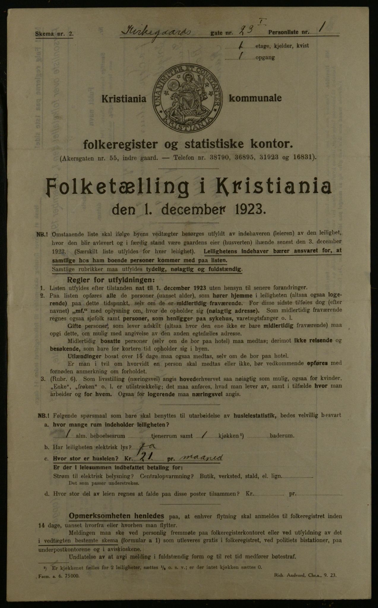 OBA, Kommunal folketelling 1.12.1923 for Kristiania, 1923, s. 56594