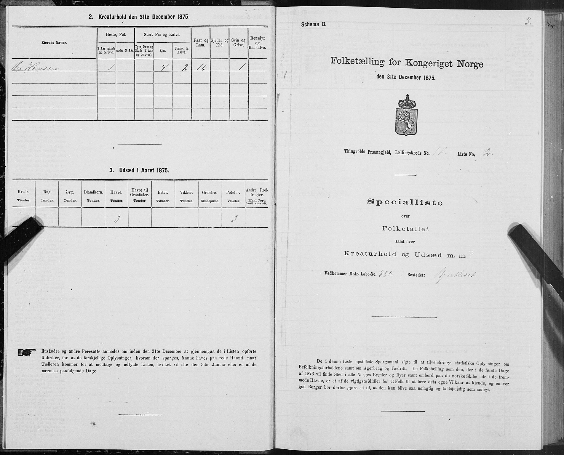 SAT, Folketelling 1875 for 1560P Tingvoll prestegjeld, 1875, s. 7003