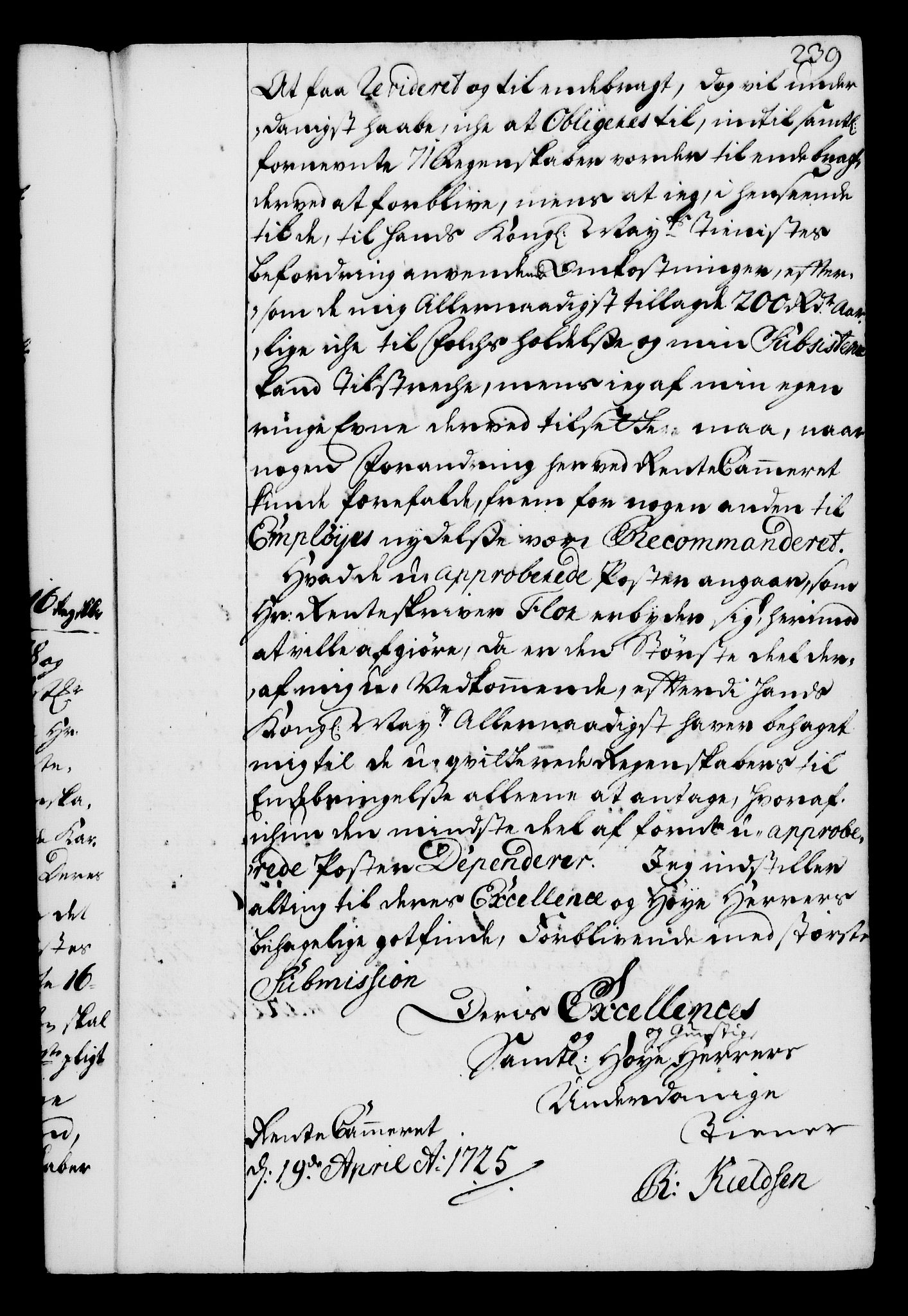 Rentekammeret, Kammerkanselliet, RA/EA-3111/G/Gg/Gga/L0002: Norsk ekspedisjonsprotokoll med register (merket RK 53.2), 1723-1727, s. 239
