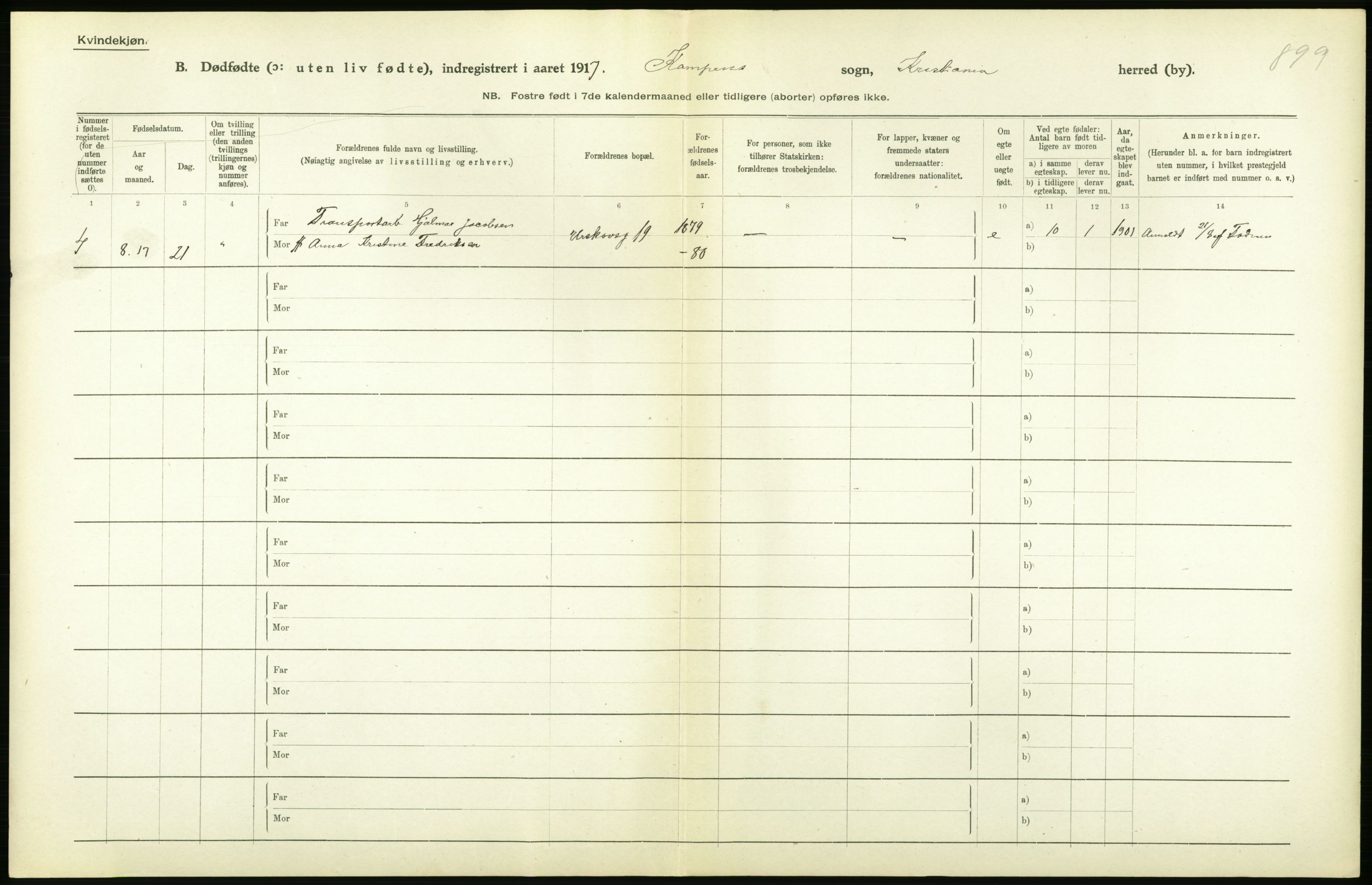 Statistisk sentralbyrå, Sosiodemografiske emner, Befolkning, AV/RA-S-2228/D/Df/Dfb/Dfbg/L0011: Kristiania: Døde, dødfødte., 1917, s. 642