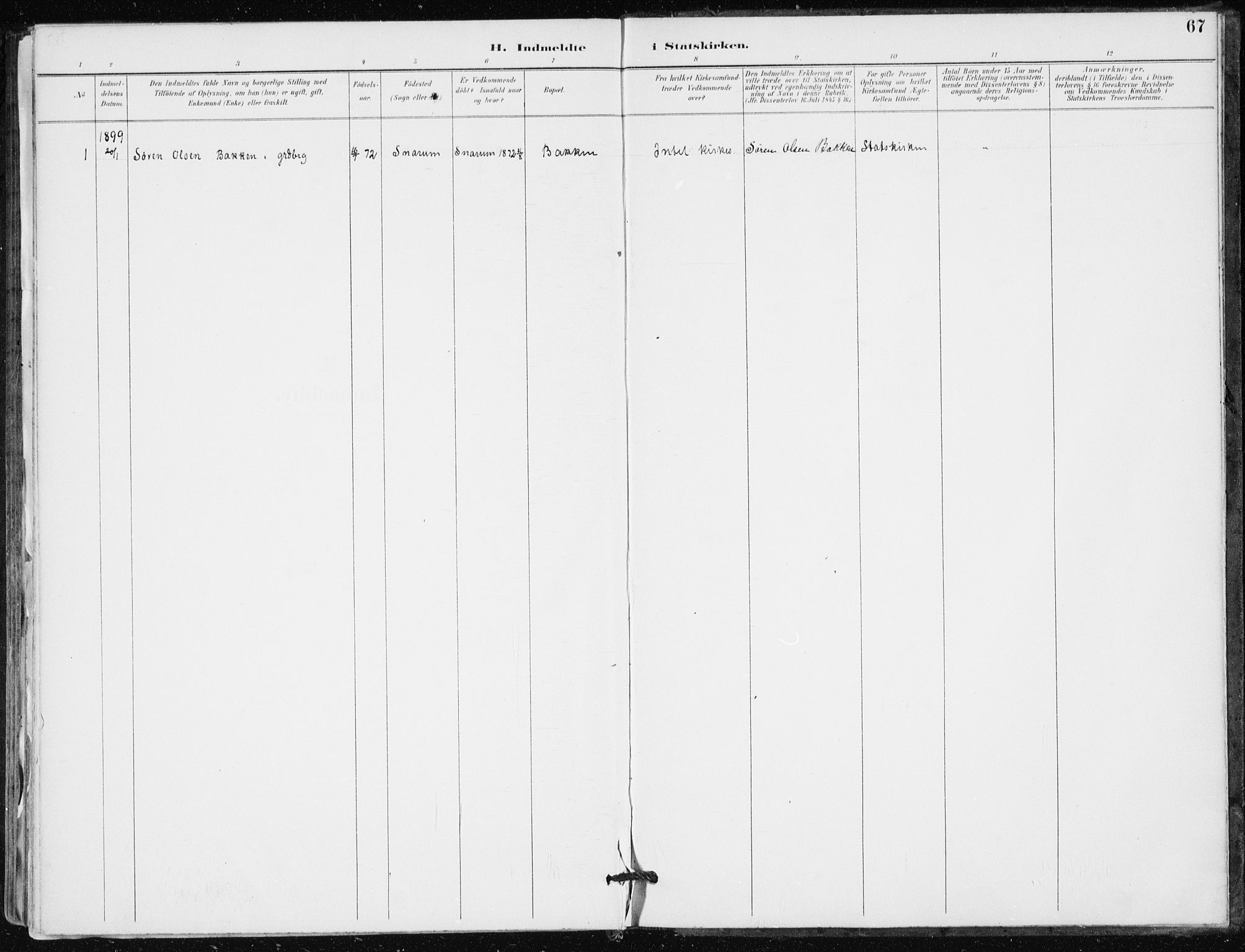 Modum kirkebøker, AV/SAKO-A-234/F/Fa/L0016: Ministerialbok nr. 16, 1890-1899, s. 67