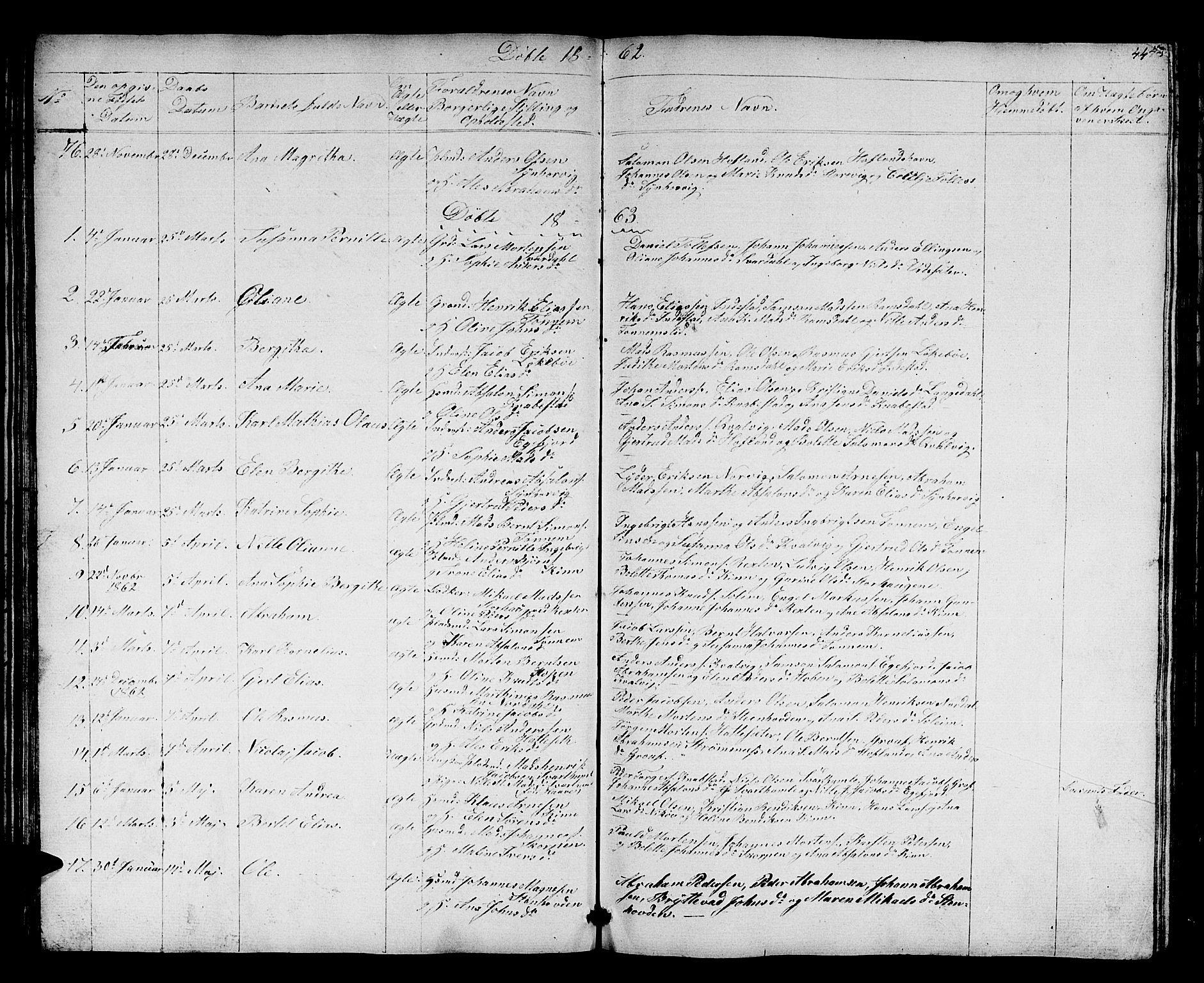 Kinn sokneprestembete, AV/SAB-A-80801/H/Hab/Haba/L0001: Klokkerbok nr. A 1, 1853-1868, s. 44