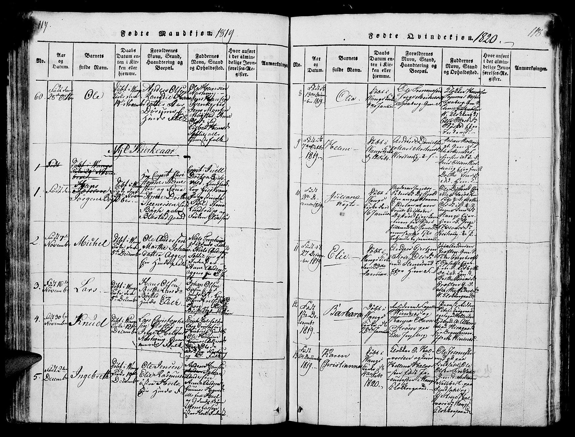 Vang prestekontor, Hedmark, SAH/PREST-008/H/Ha/Hab/L0004: Klokkerbok nr. 4, 1813-1827, s. 117-118