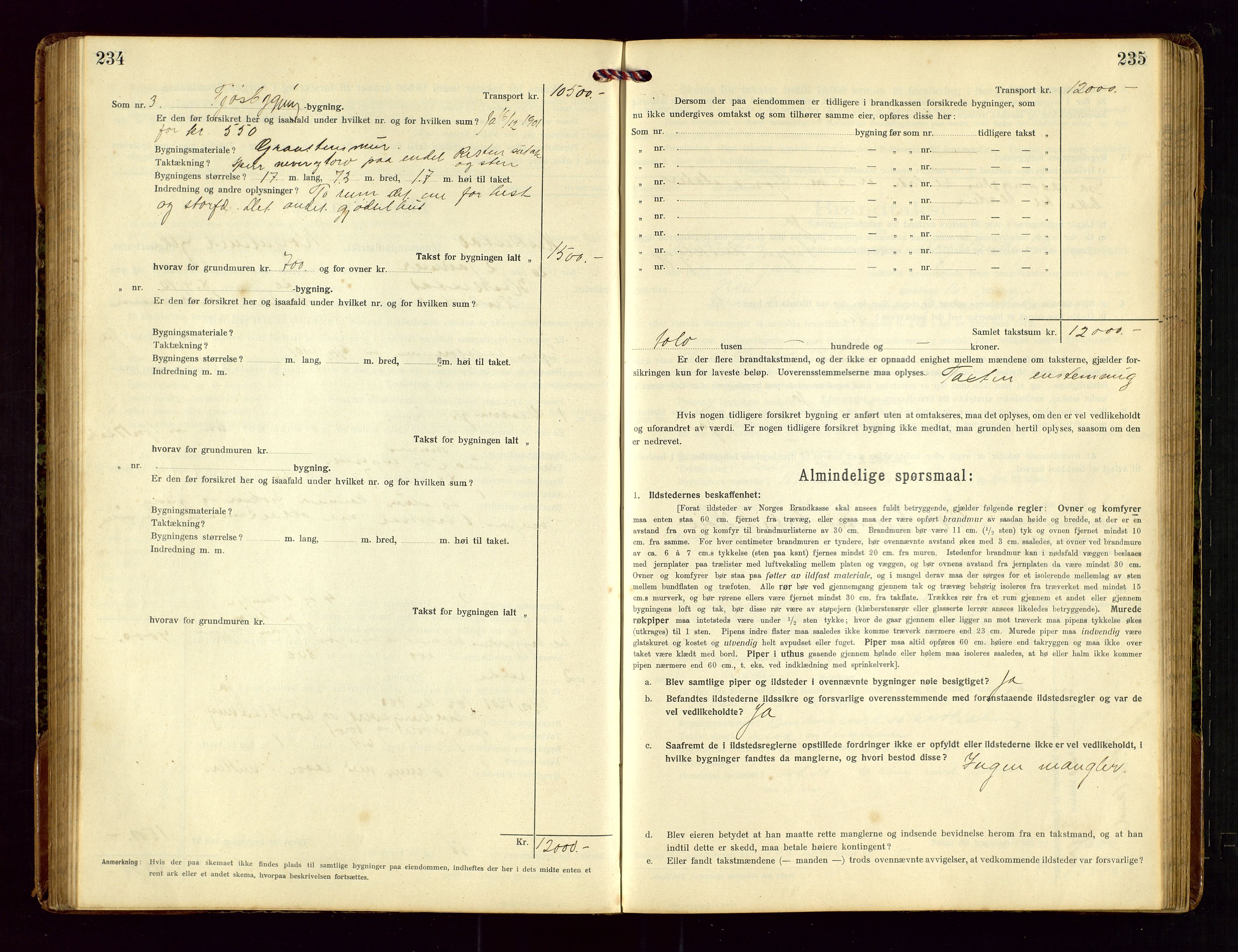 Heskestad lensmannskontor, AV/SAST-A-100304/Gob/L0002: "Brandtakstprotokol", 1915-1922, s. 234-235