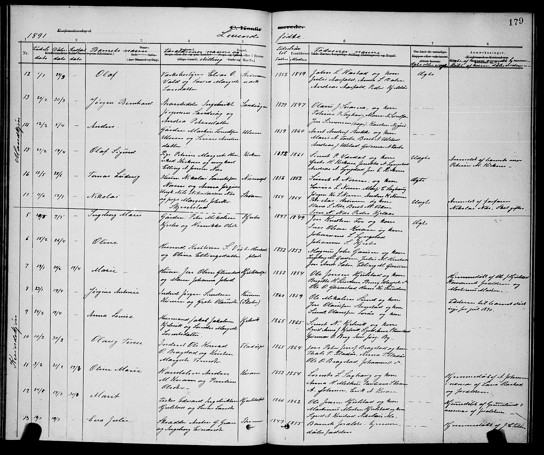 Ministerialprotokoller, klokkerbøker og fødselsregistre - Nord-Trøndelag, AV/SAT-A-1458/730/L0301: Klokkerbok nr. 730C04, 1880-1897, s. 179