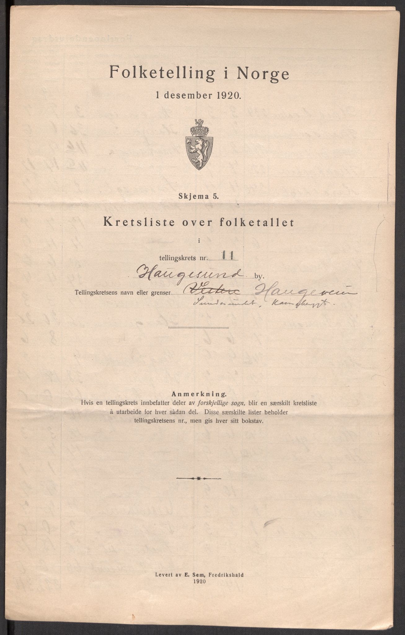 SAST, Folketelling 1920 for 1106 Haugesund kjøpstad, 1920, s. 51