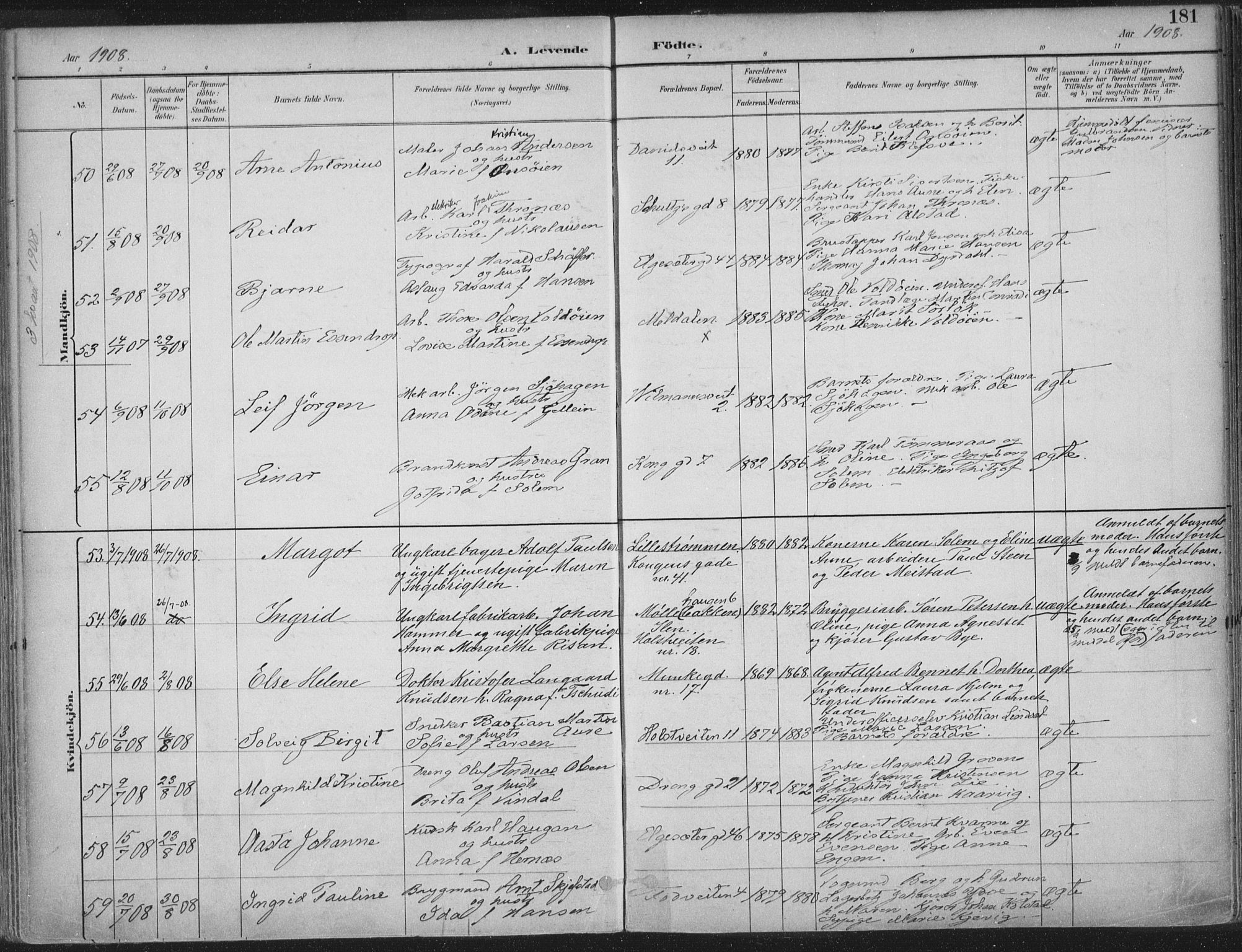 Ministerialprotokoller, klokkerbøker og fødselsregistre - Sør-Trøndelag, SAT/A-1456/601/L0062: Ministerialbok nr. 601A30, 1891-1911, s. 181