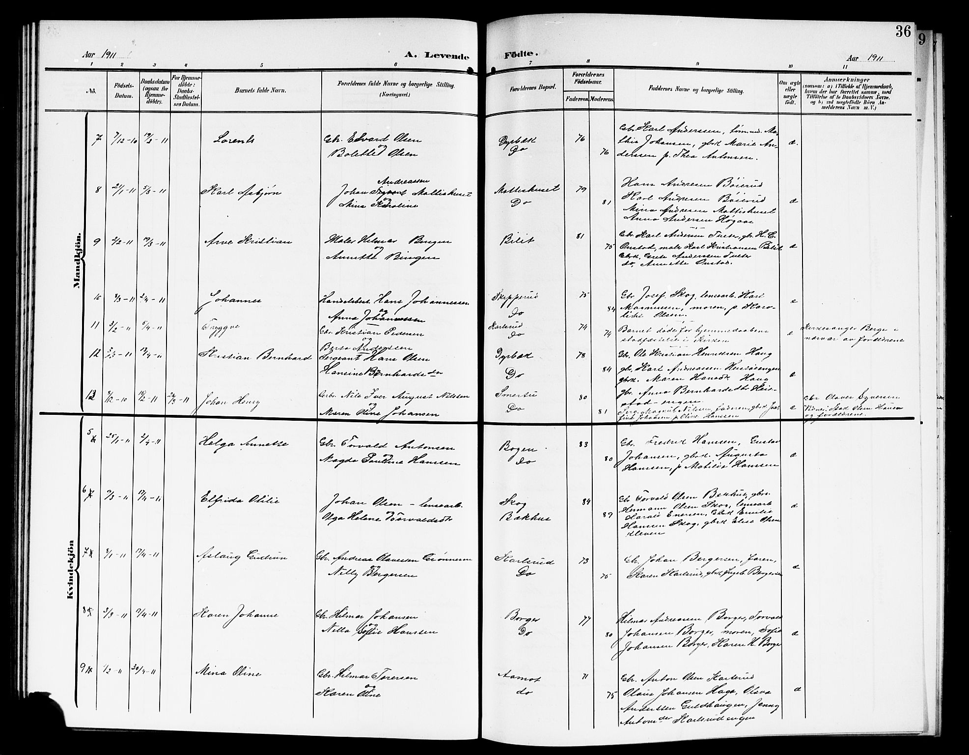 Skiptvet prestekontor Kirkebøker, AV/SAO-A-20009/G/Ga/L0002: Klokkerbok nr. 2, 1905-1915, s. 36