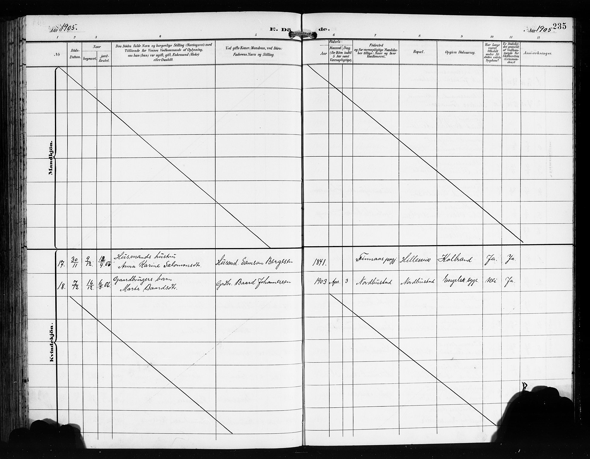 Tysnes sokneprestembete, AV/SAB-A-78601/H/Hab: Klokkerbok nr. E 3, 1897-1913, s. 235