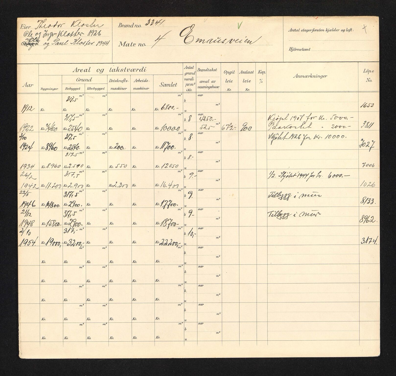 Stavanger kommune. Skattetakstvesenet, BYST/A-0440/F/Fa/Faa/L0012/0003: Skattetakstkort / Emmausveien 1 - 26