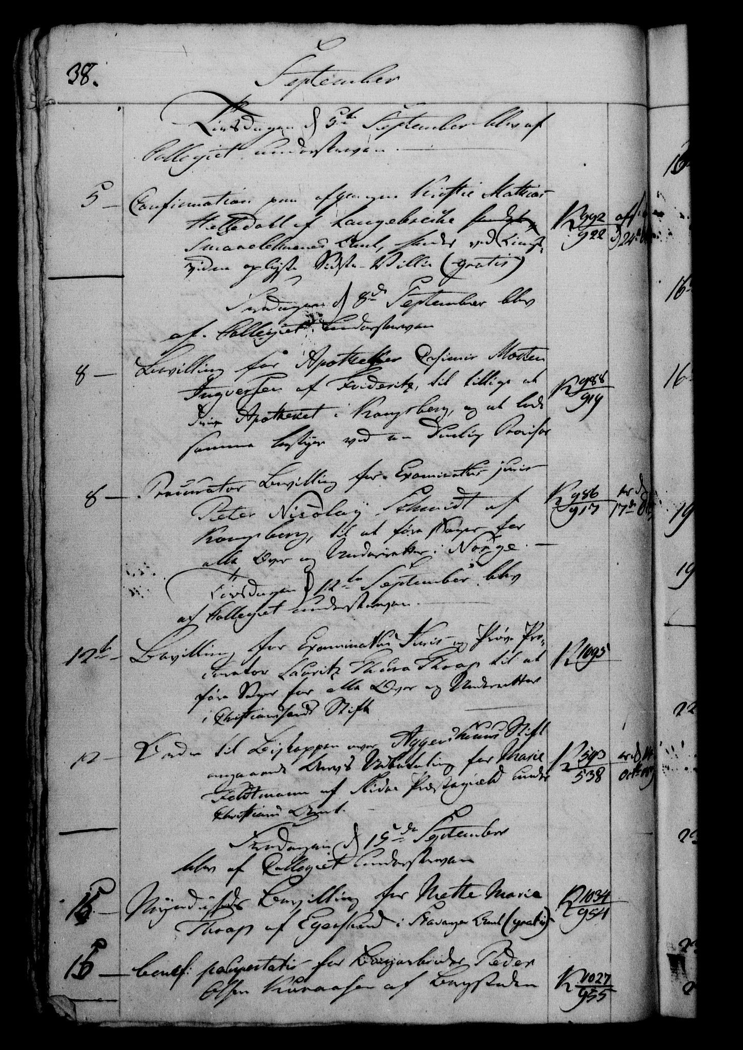 Danske Kanselli 1800-1814, RA/EA-3024/H/Hf/Hfb/Hfbc/L0010: Underskrivelsesbok m. register, 1809, s. 38