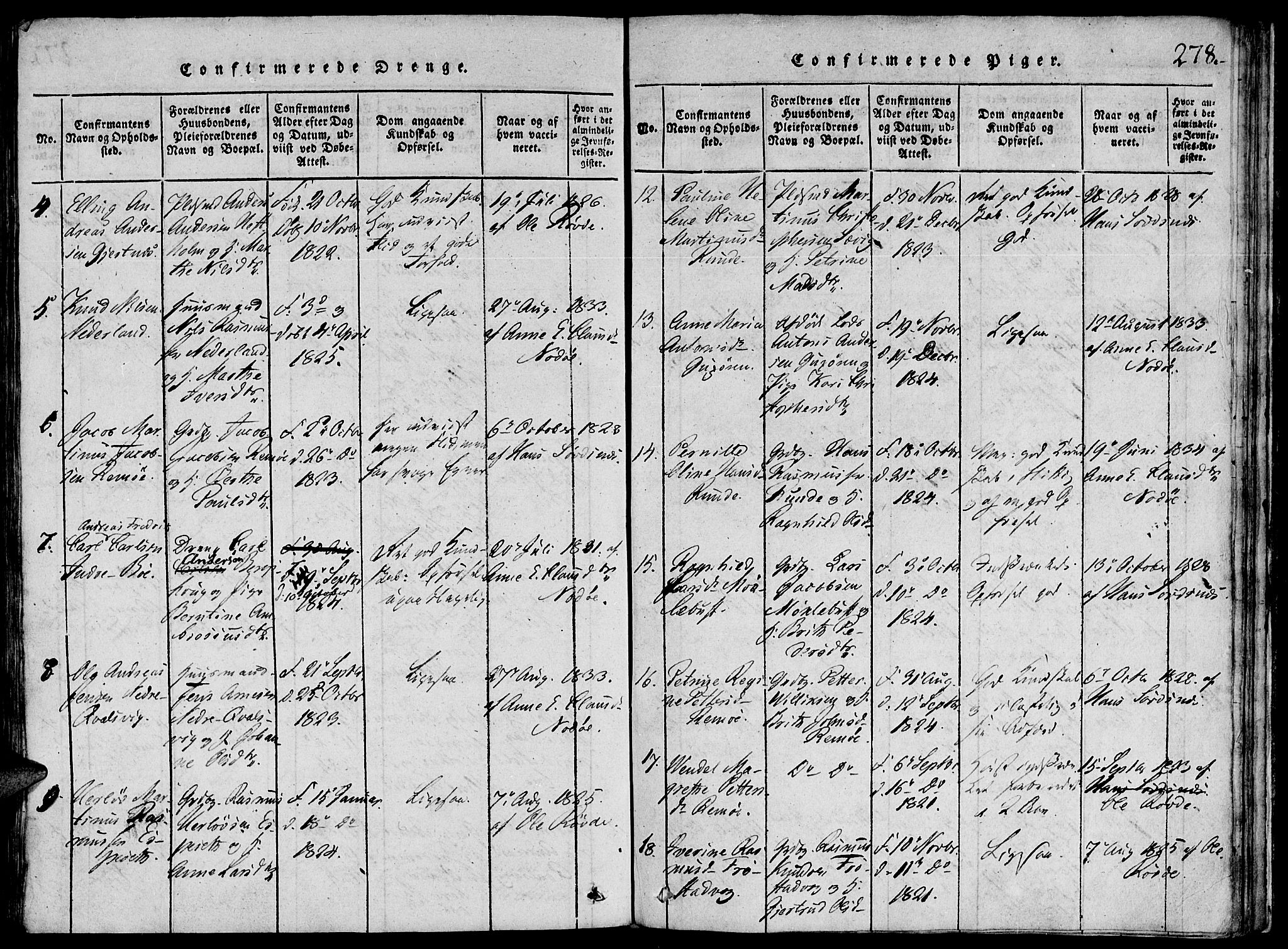 Ministerialprotokoller, klokkerbøker og fødselsregistre - Møre og Romsdal, AV/SAT-A-1454/507/L0069: Ministerialbok nr. 507A04, 1816-1841, s. 278