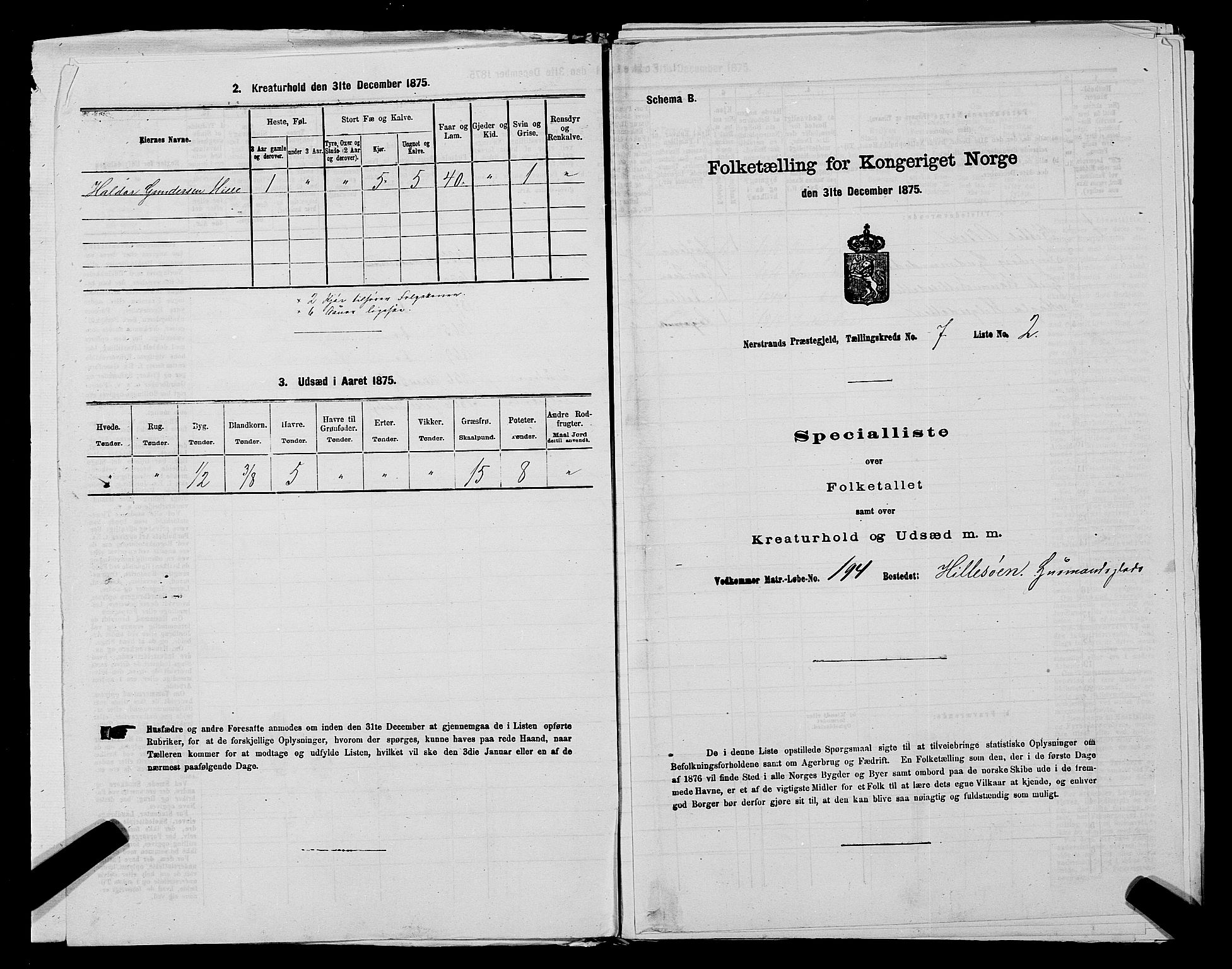 SAST, Folketelling 1875 for 1139P Nedstrand prestegjeld, 1875, s. 781