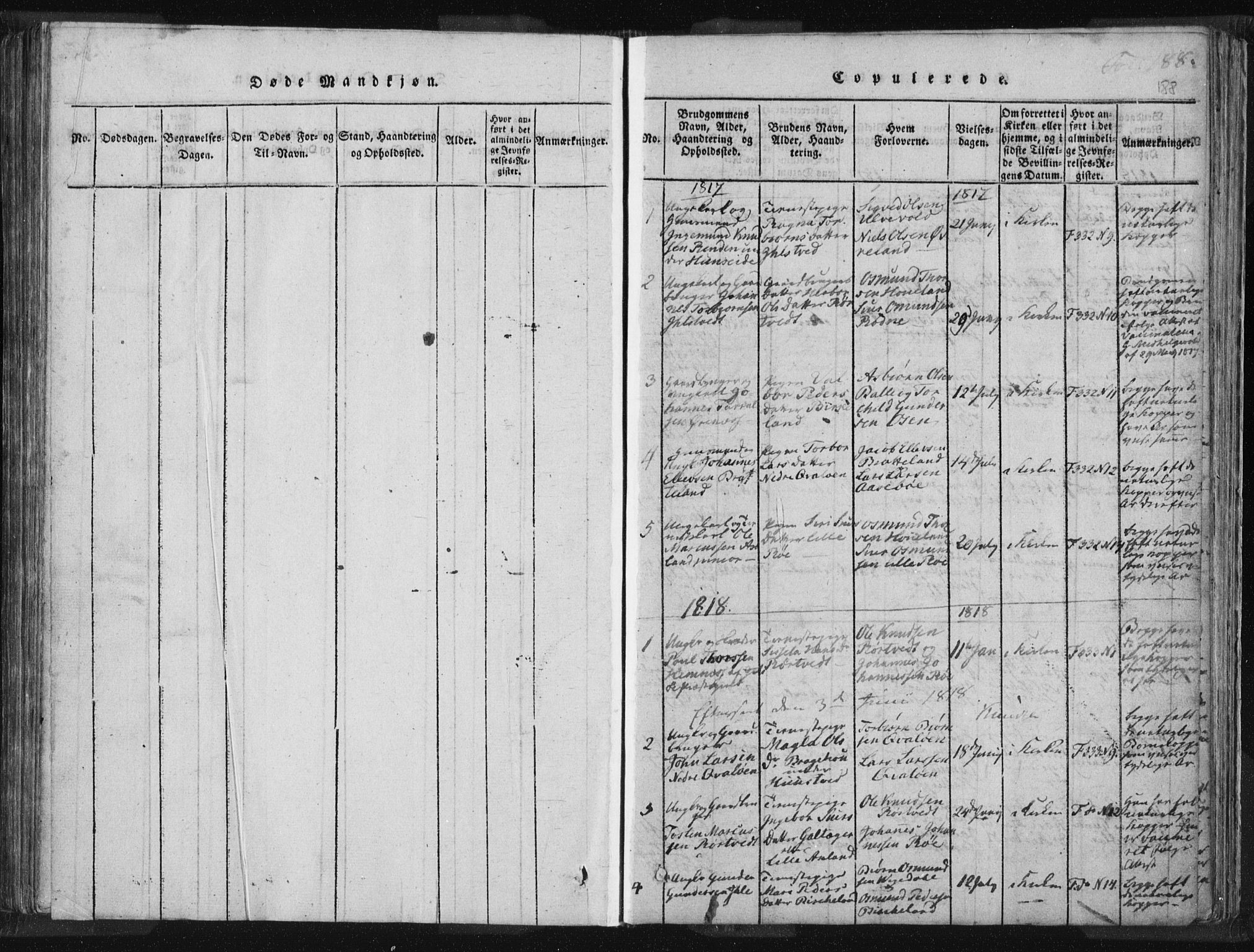 Vikedal sokneprestkontor, AV/SAST-A-101840/01/IV: Ministerialbok nr. A 5, 1817-1850, s. 188