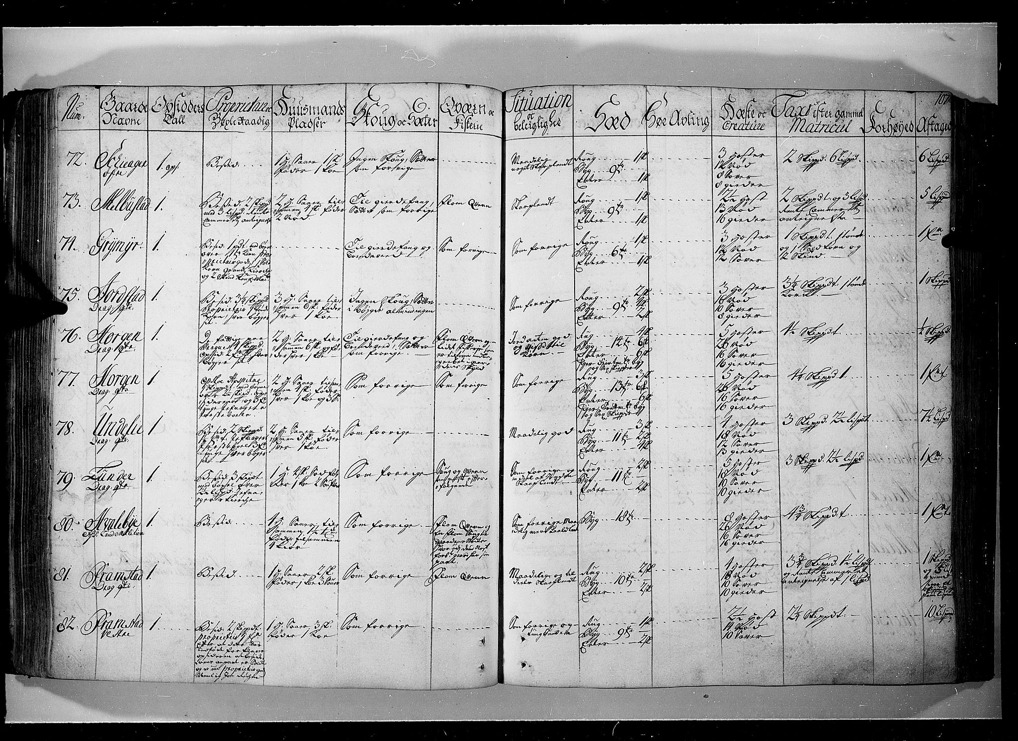 Rentekammeret inntil 1814, Realistisk ordnet avdeling, AV/RA-EA-4070/N/Nb/Nbf/L0104: Hadeland, Toten og Valdres eksaminasjonsprotokoll, 1723, s. 106b-107a