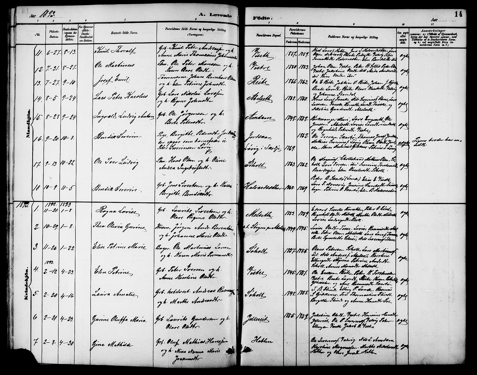 Ministerialprotokoller, klokkerbøker og fødselsregistre - Møre og Romsdal, AV/SAT-A-1454/522/L0327: Klokkerbok nr. 522C06, 1890-1915, s. 14