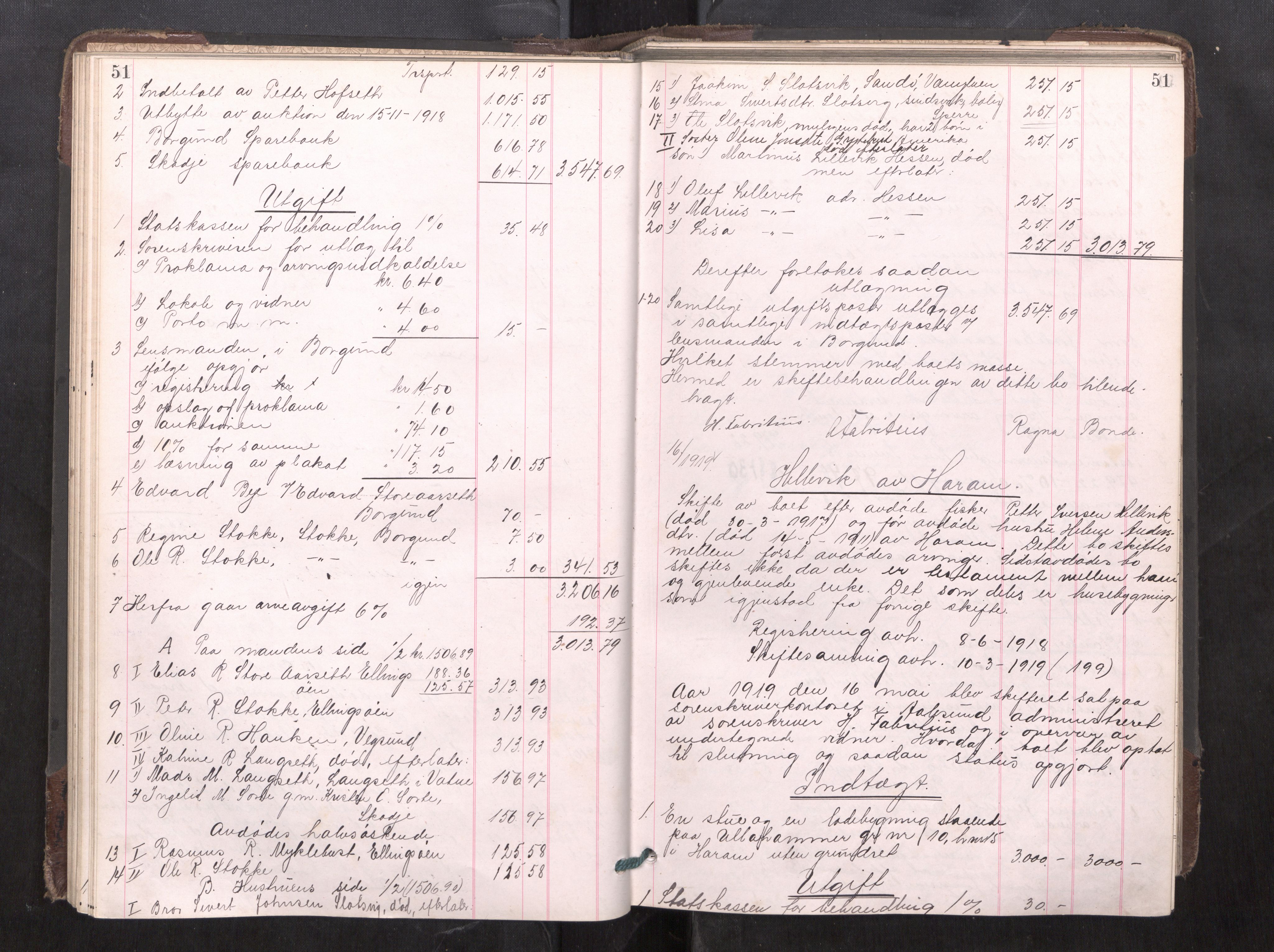 Nordre Sunnmøre sorenskriveri, AV/SAT-A-0006/1/3/3A/L0026: Skiftesluttningsprotokoll 7, 1918-1923, s. 51
