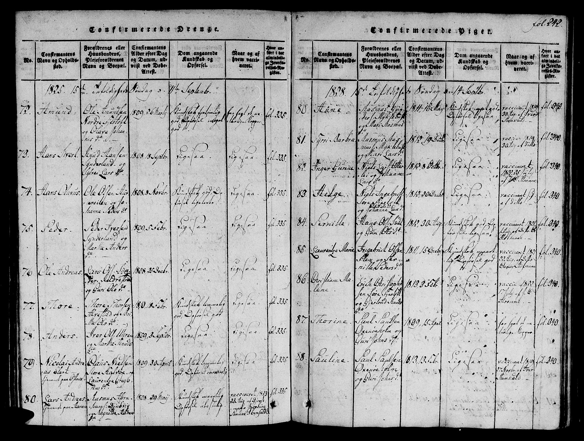 Ministerialprotokoller, klokkerbøker og fødselsregistre - Møre og Romsdal, SAT/A-1454/536/L0495: Ministerialbok nr. 536A04, 1818-1847, s. 242