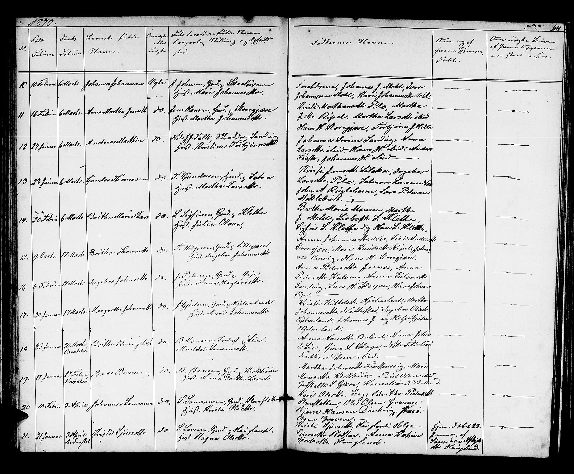 Kvinnherad sokneprestembete, AV/SAB-A-76401/H/Hab: Klokkerbok nr. A 1, 1856-1873, s. 64