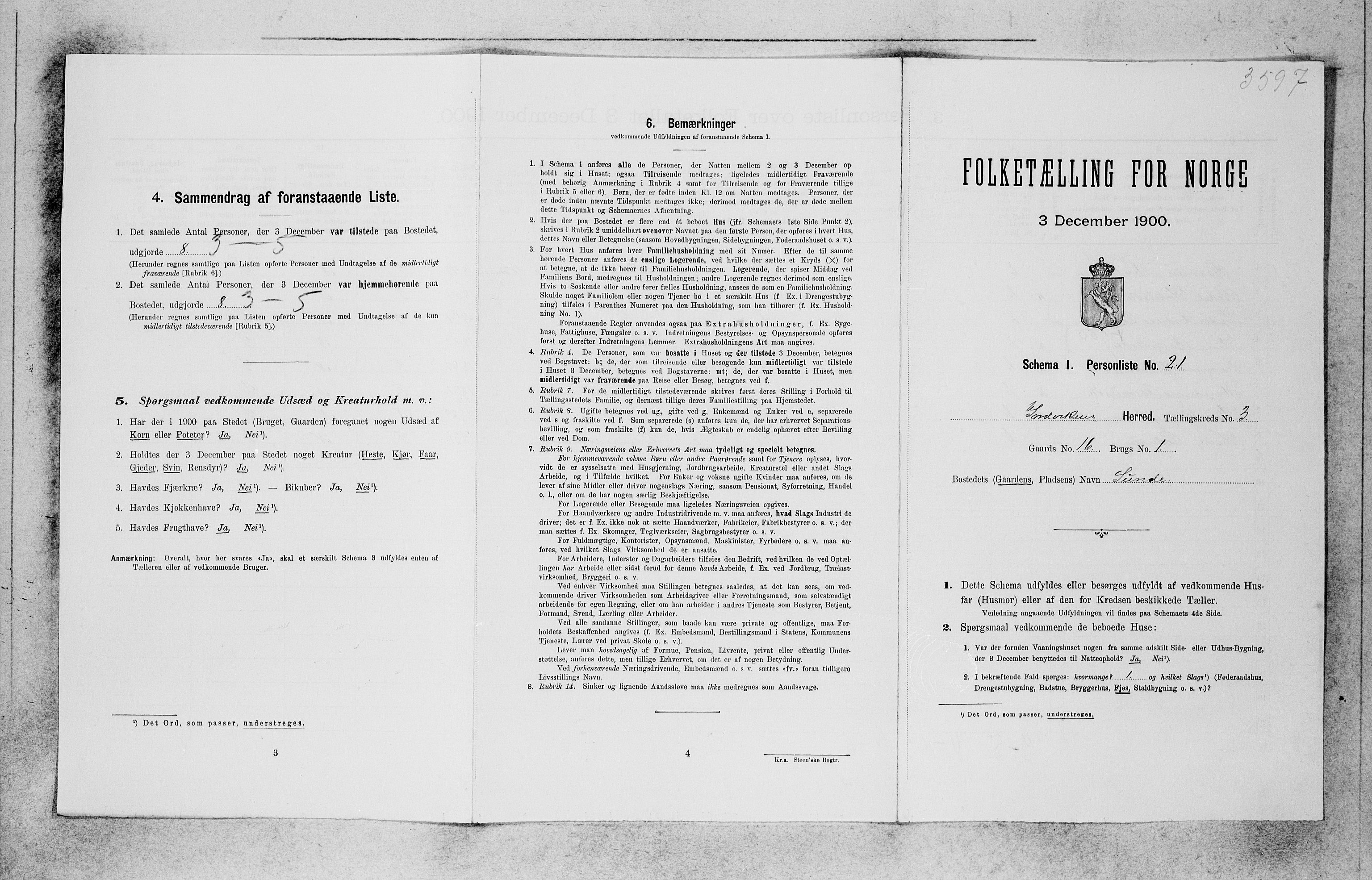 SAB, Folketelling 1900 for 1447 Innvik herred, 1900, s. 319