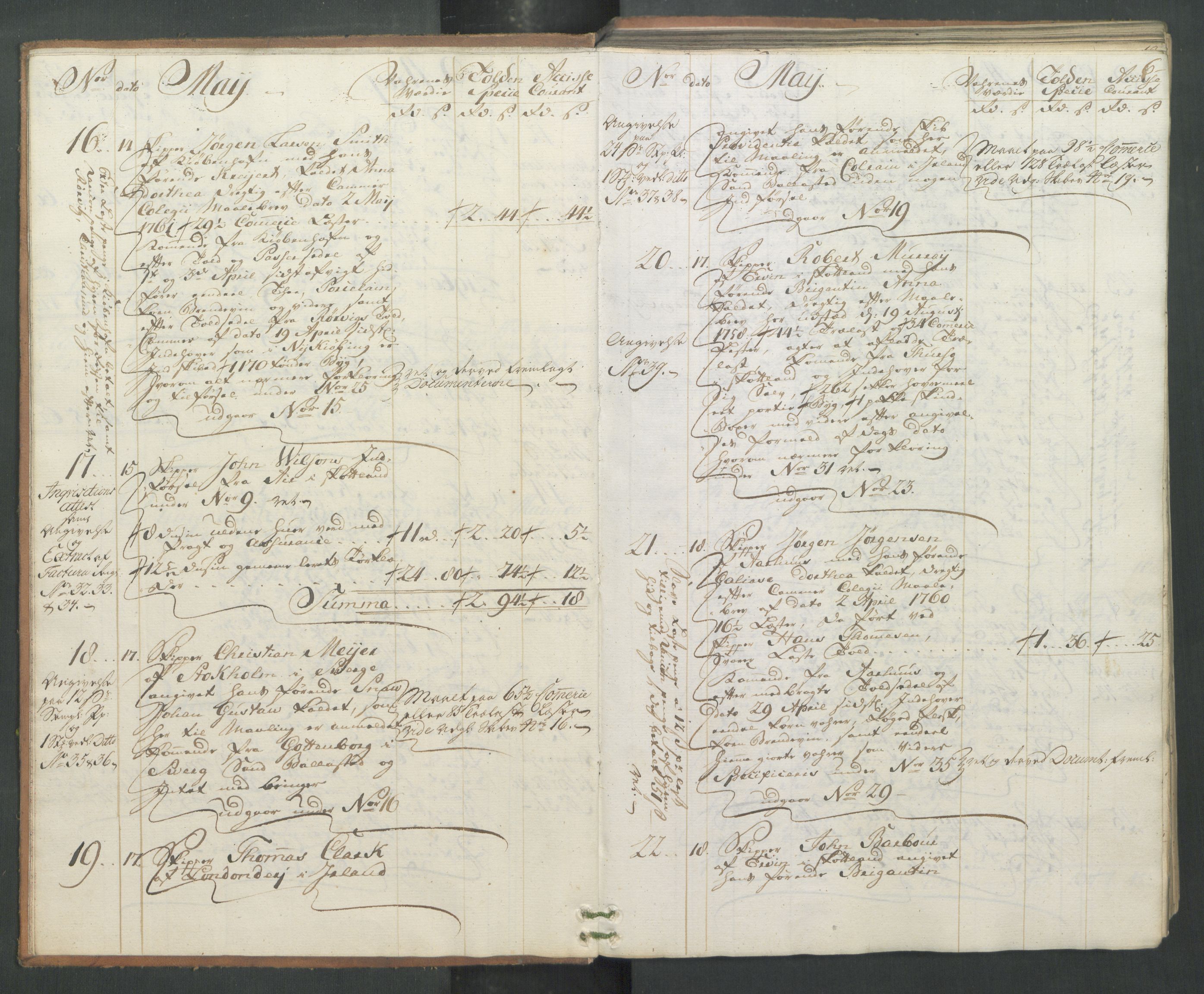 Generaltollkammeret, tollregnskaper, AV/RA-EA-5490/R32/L0019/0001: Tollregnskaper Kristiansund / Hovedtollbok, 1762, s. 5b-6a