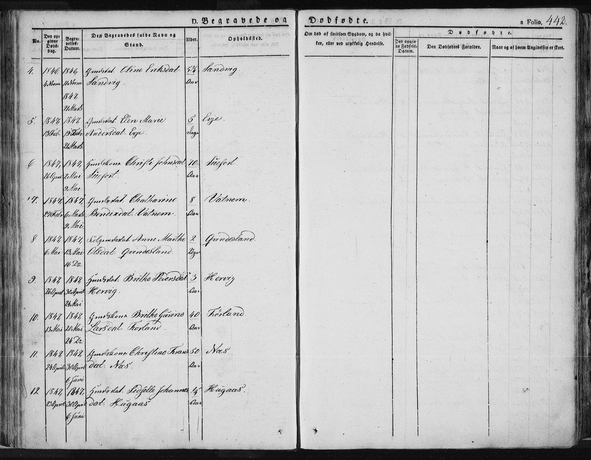 Tysvær sokneprestkontor, SAST/A -101864/H/Ha/Haa/L0001: Ministerialbok nr. A 1.2, 1831-1856, s. 442