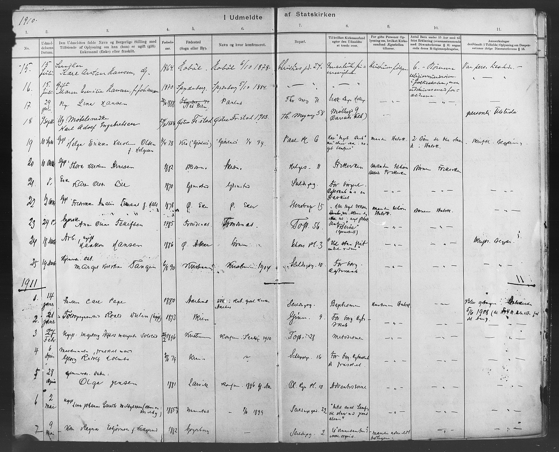 Paulus prestekontor Kirkebøker, AV/SAO-A-10871/F/Fa/L0007: Ministerialbok nr. 7, 1897-1915