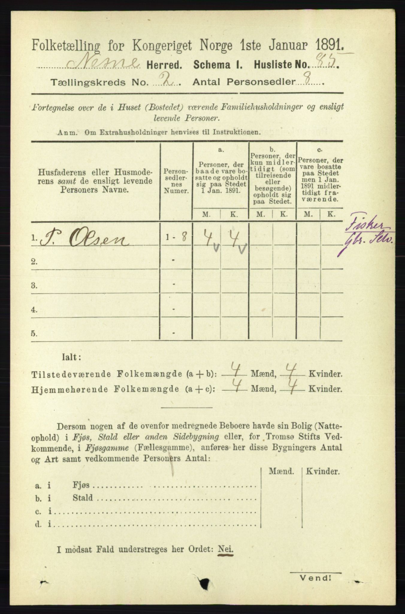 RA, Folketelling 1891 for 1828 Nesna herred, 1891, s. 829