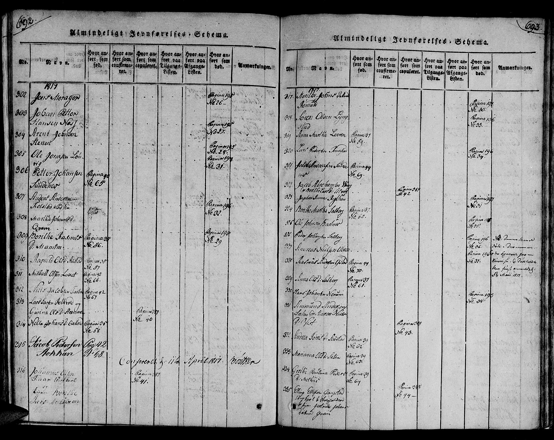 Ministerialprotokoller, klokkerbøker og fødselsregistre - Nord-Trøndelag, SAT/A-1458/730/L0275: Ministerialbok nr. 730A04, 1816-1822, s. 692-693