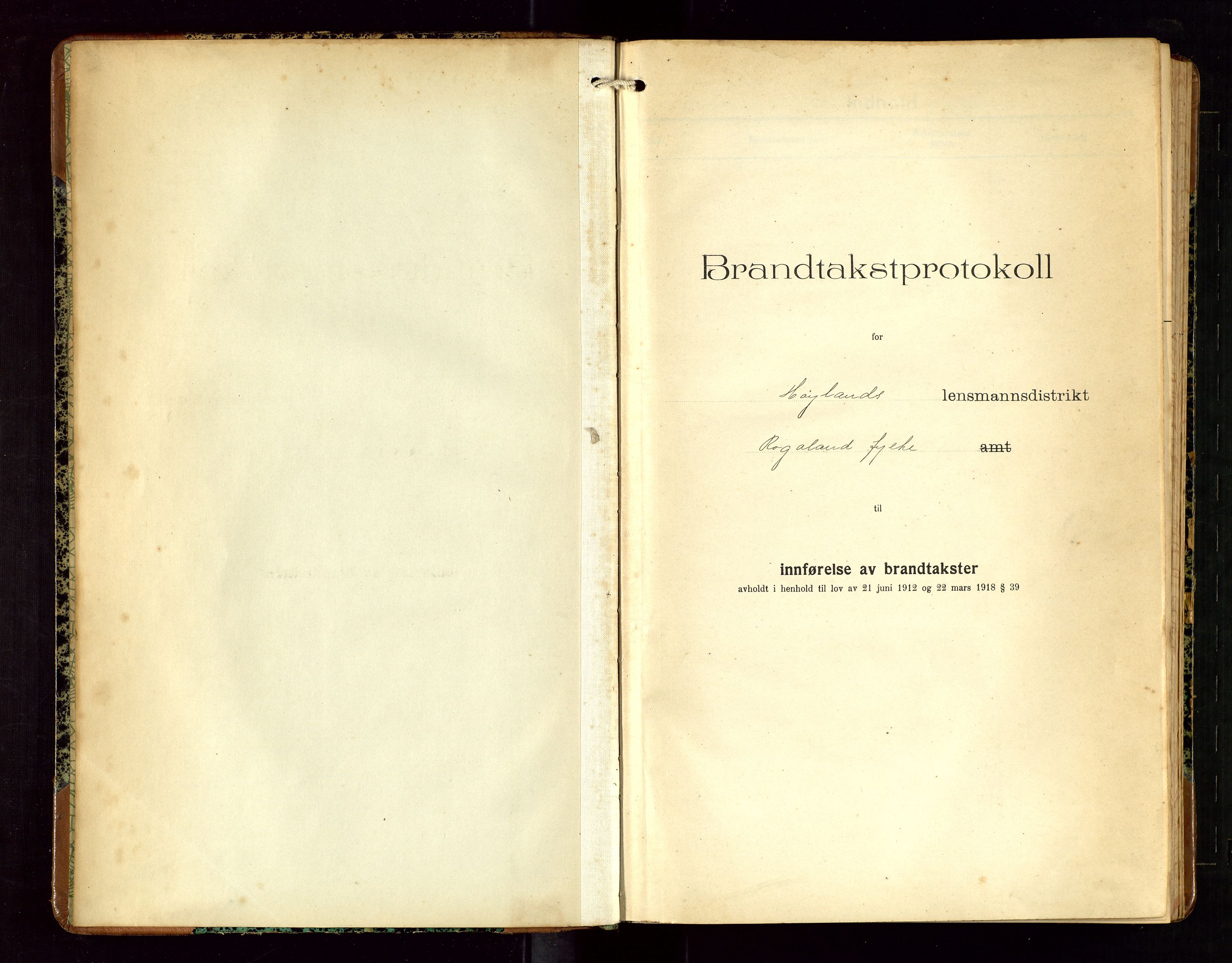 Høyland/Sandnes lensmannskontor, AV/SAST-A-100166/Gob/L0004: "Brandtakstprotokol", 1924-1933