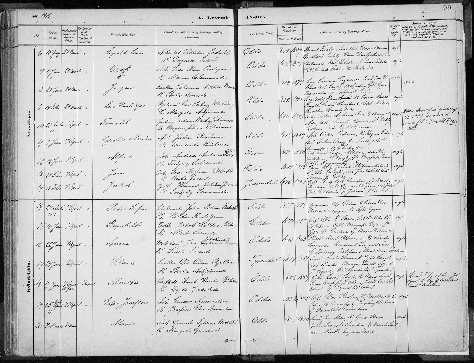 Odda Sokneprestembete, AV/SAB-A-77201/H/Haa: Ministerialbok nr. A  3, 1882-1913, s. 99