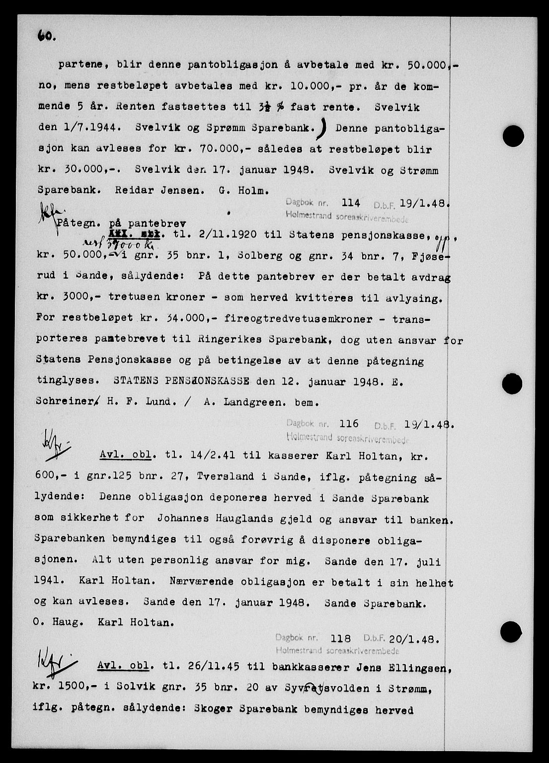 Holmestrand sorenskriveri, SAKO/A-67/G/Ga/Gab/L0058: Pantebok nr. B-58, 1947-1948, s. 60, Dagboknr: 114/1948