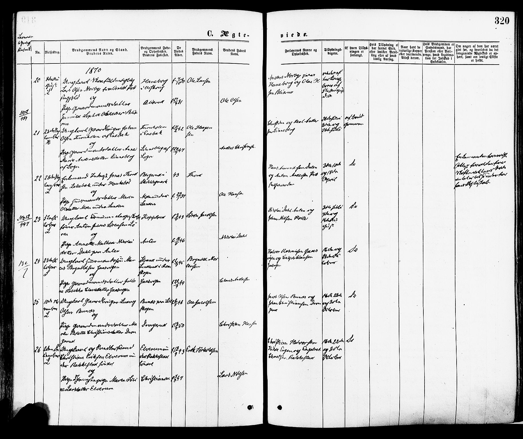 Høland prestekontor Kirkebøker, SAO/A-10346a/F/Fa/L0012.a: Ministerialbok nr. I 12A, 1869-1879, s. 320