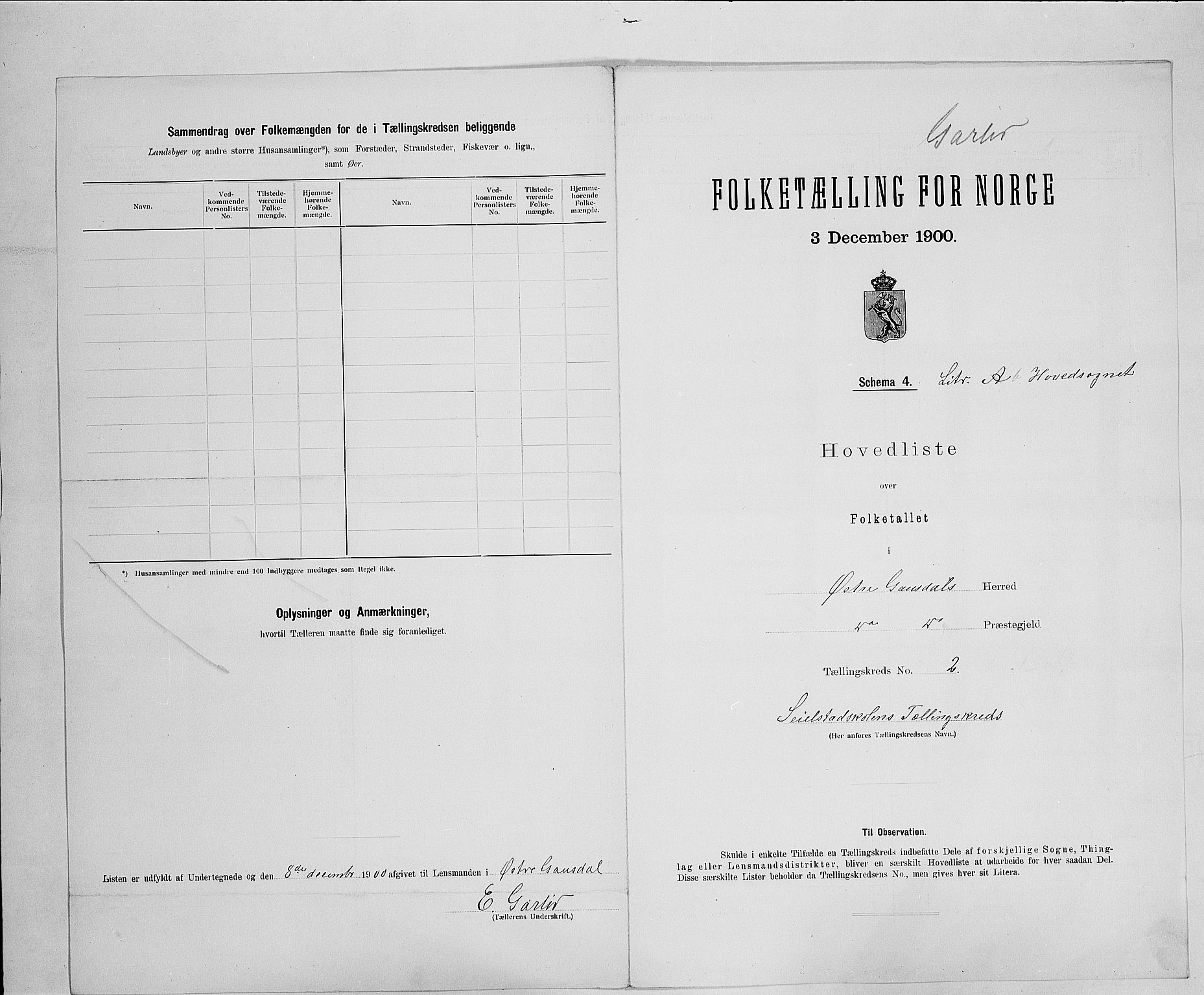 SAH, Folketelling 1900 for 0522 Østre Gausdal herred, 1900, s. 17