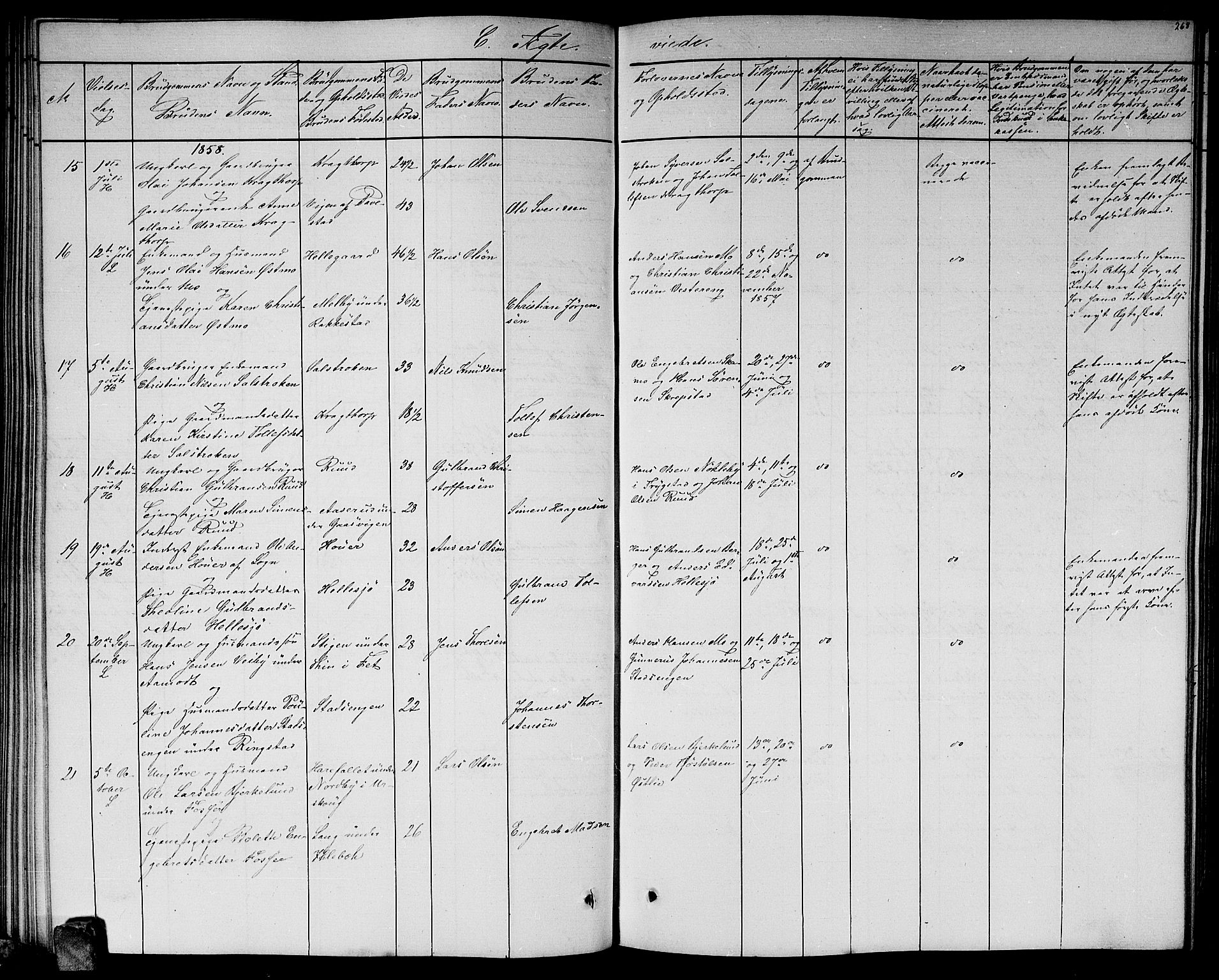 Høland prestekontor Kirkebøker, SAO/A-10346a/G/Ga/L0004: Klokkerbok nr. I 4, 1854-1862, s. 268